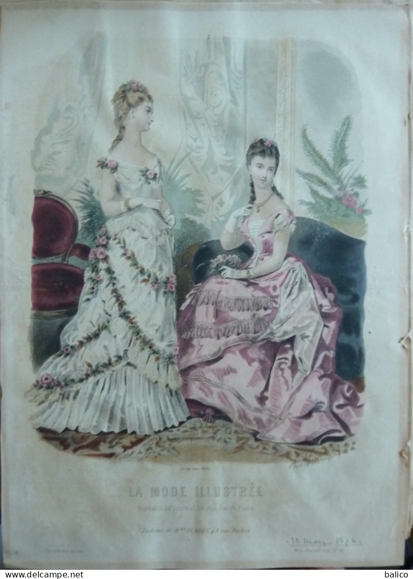 La Mode Illustrée 1876 - Gravure D'époque XIXème ( Déstockage Pas Cher) Réf; B 138 - Ante 1900