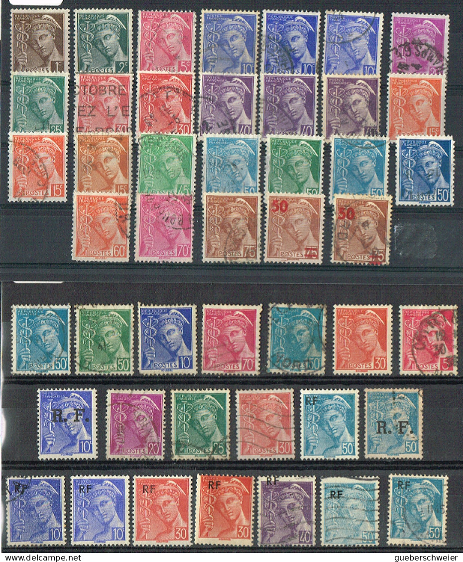 FR 1905 - FRANCE Lot De 46 Type Mercure Obl. Avec Variétés De Teintes Et Timbres De Libération - 1938-42 Mercurio