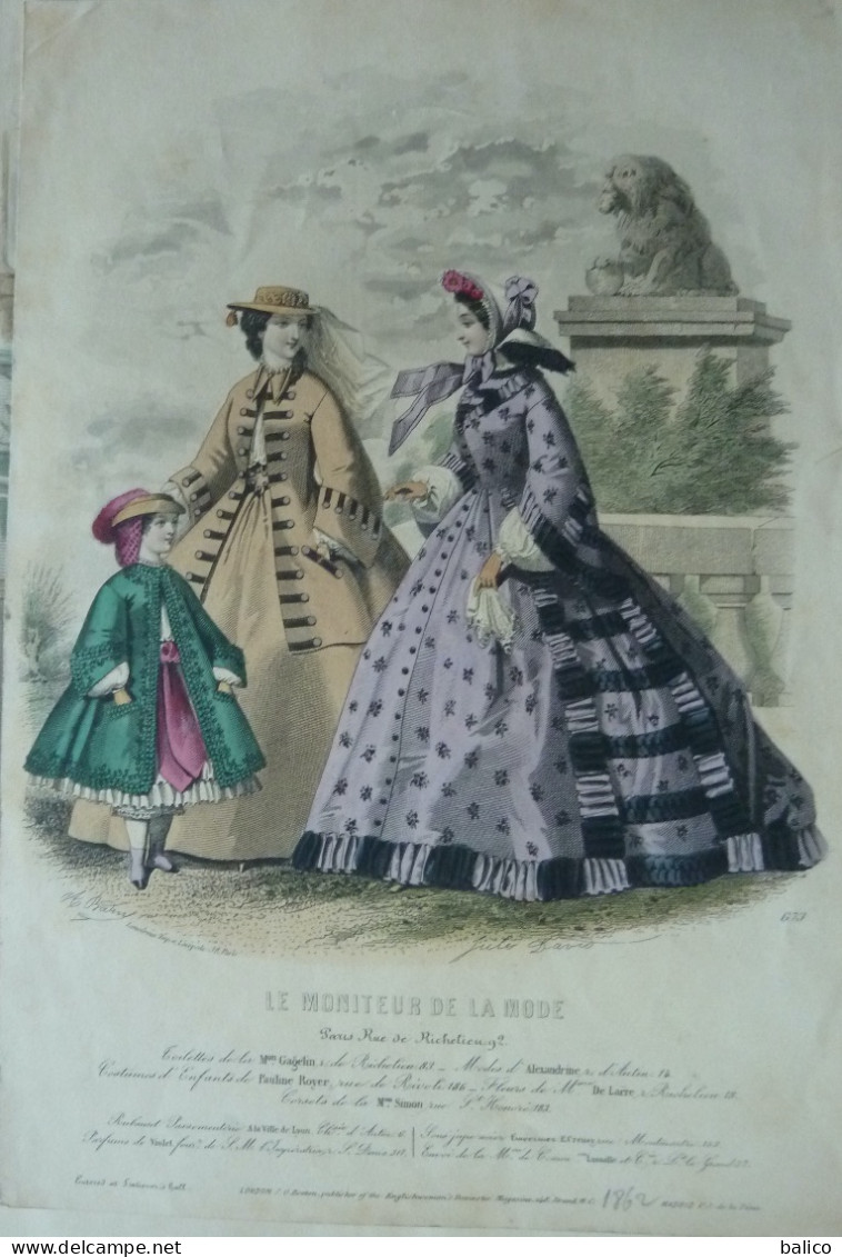 Le Moniteur De La Mode - Gravure D'époque XIXème ( Déstockage Pas Cher) Réf;  Réf; B 145 - Vor 1900