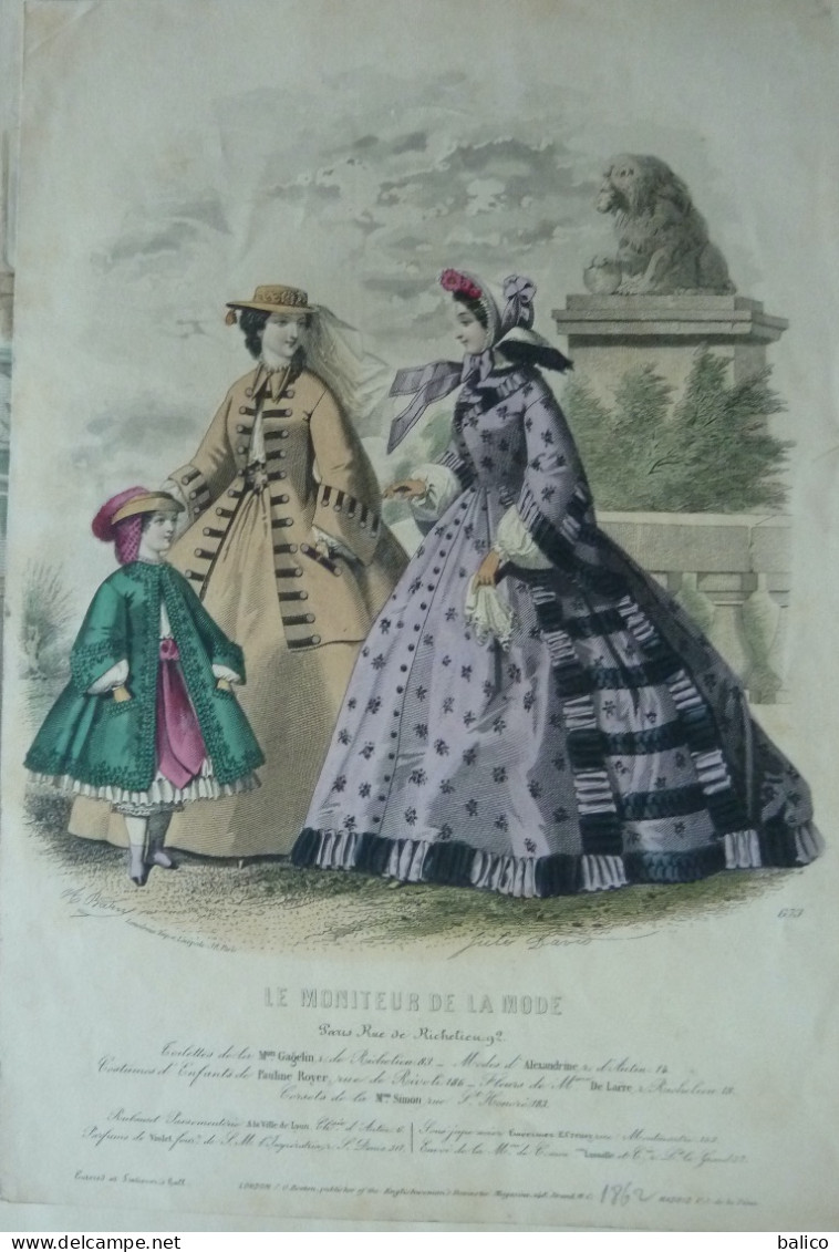 Le Moniteur De La Mode - Gravure D'époque XIXème ( Déstockage Pas Cher) Réf;  Réf; B 145 - Ante 1900