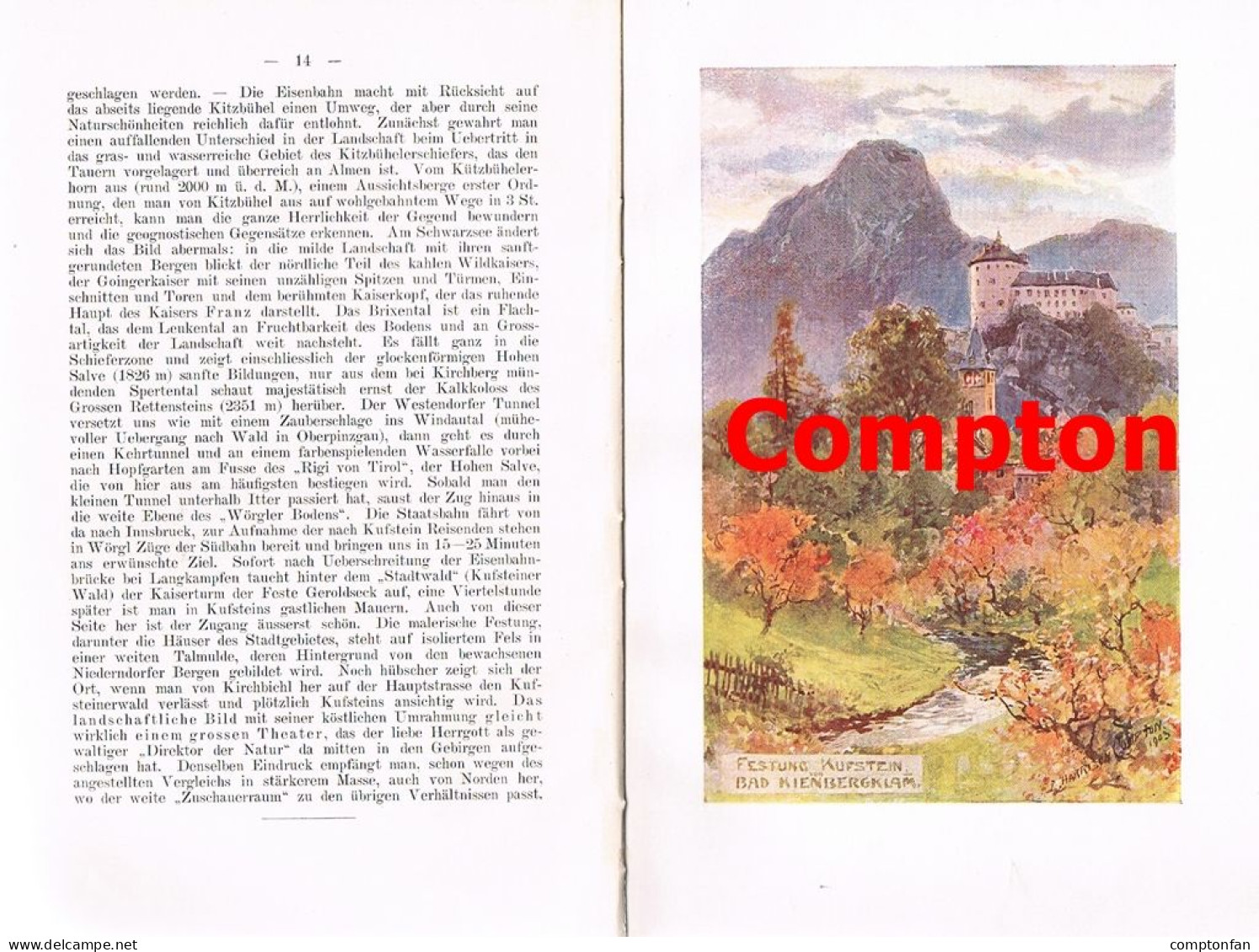 B100 873 Kufstein Und Umgebung Compton Absolute Rarität 1904 !! - Libros Antiguos Y De Colección