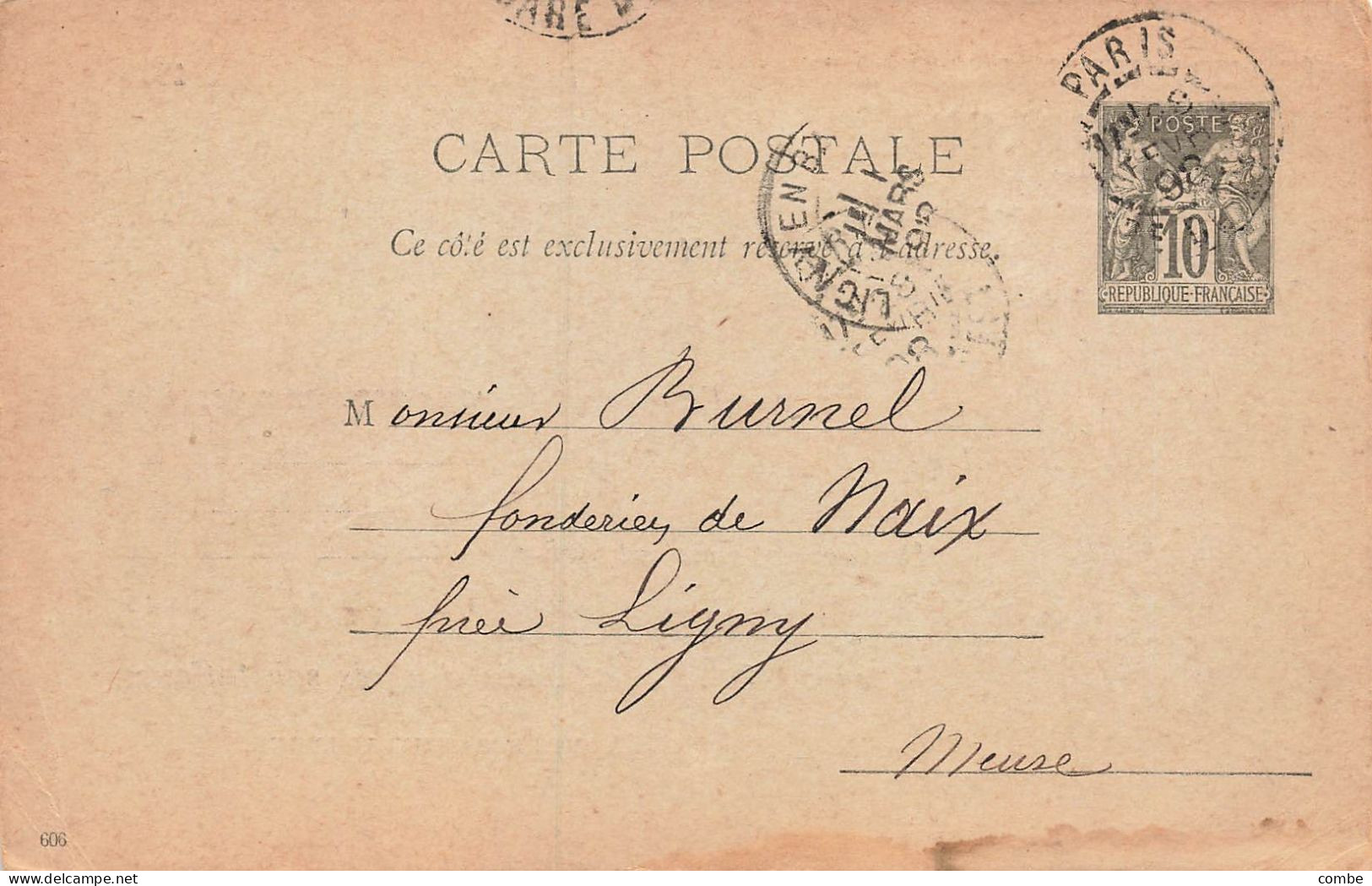 PARIS - 1898 - CARTE PRECURSEUR  SAGE REPIQUAGE PRIVE DE A.DURENNE. ETABLISSEMENTS METTALLURGIQUES. POUR NAIX PRES LIGNY - Cartes Précurseurs