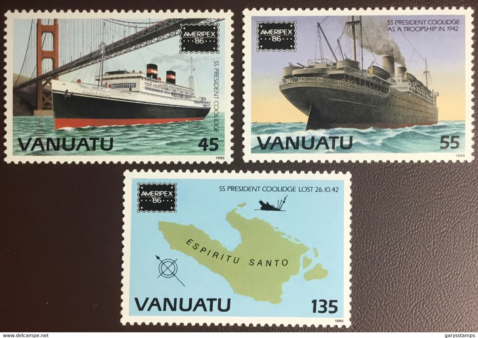 Vanuatu 1986 Ameripex Ships MNH - Vanuatu (1980-...)