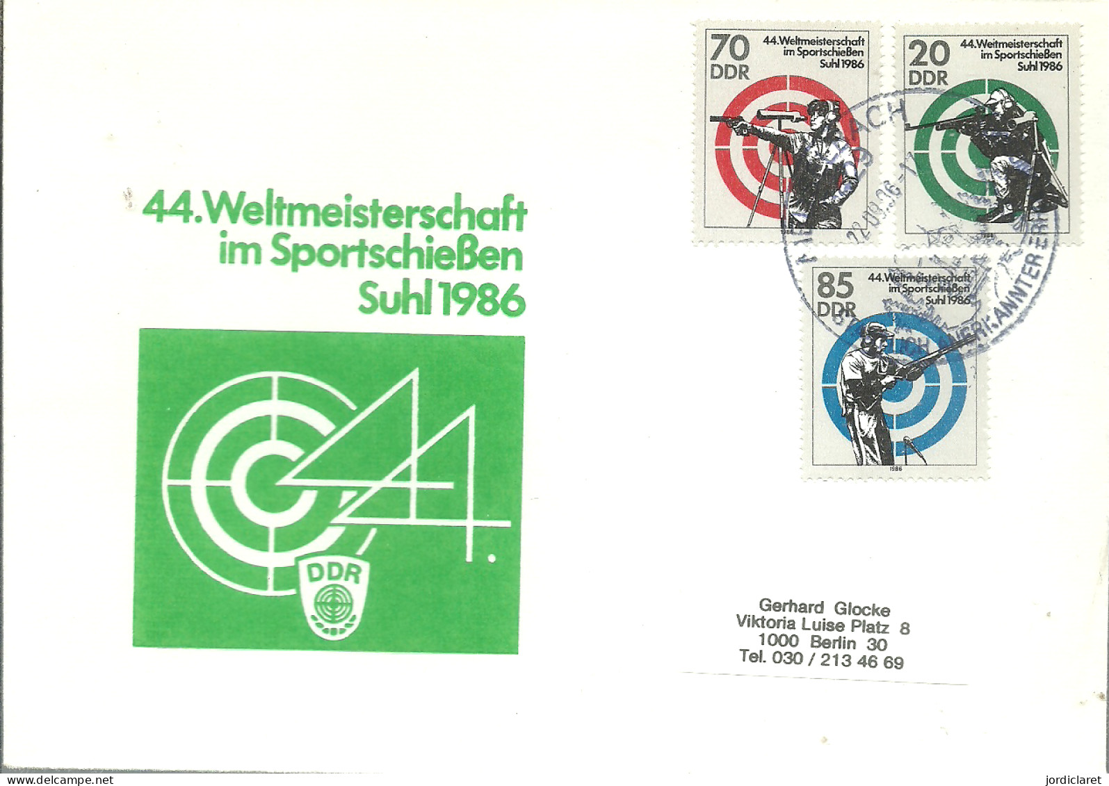 FDC  1986 DDR - Shooting (Weapons)