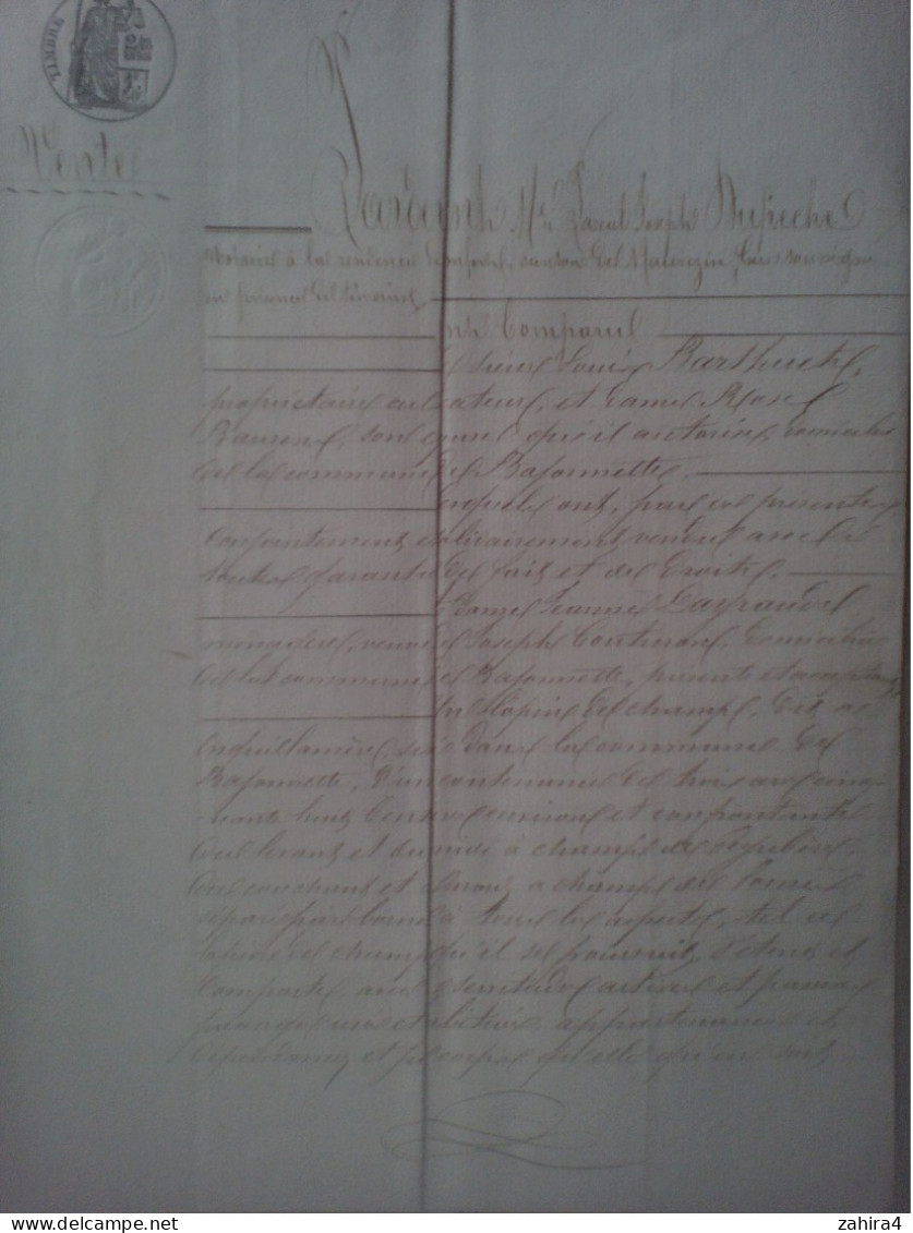 Acte Notaire Monfort Gers Vente Louis Barthuet à Bayonnette à Dayrand Jeanne Un Lopin De Champ 10 Ares ? 160 Fr ? - Manuscrits