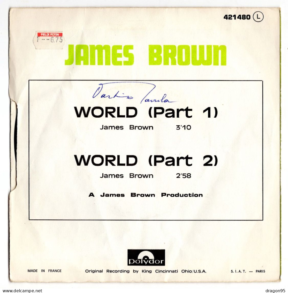 JAMES BROWN : WORLD (PART 1 & 2) - POLYDOR 421.480 - Soul - R&B