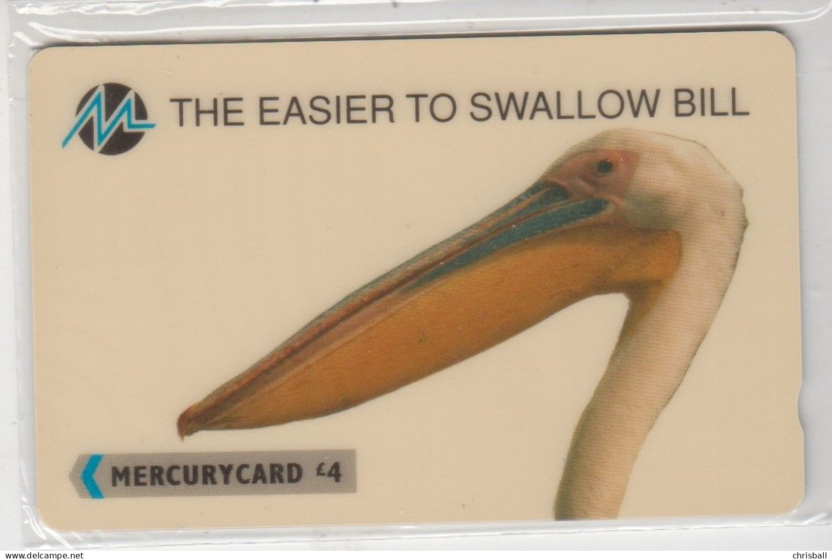 Mercury -  Phonecard - 'Pelican'  - Mint Wrapped £4 - [ 4] Mercury Communications & Paytelco