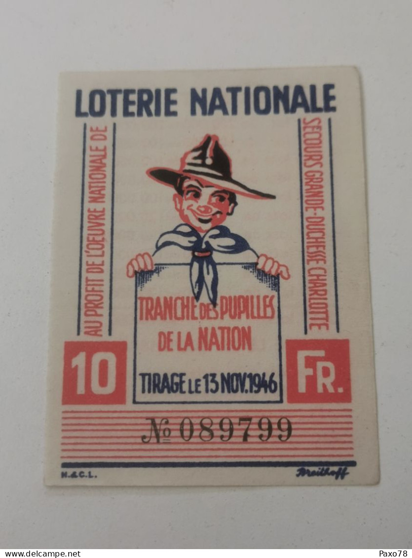 Luxembourg Loterie Nationale, 1946 - Billets De Loterie