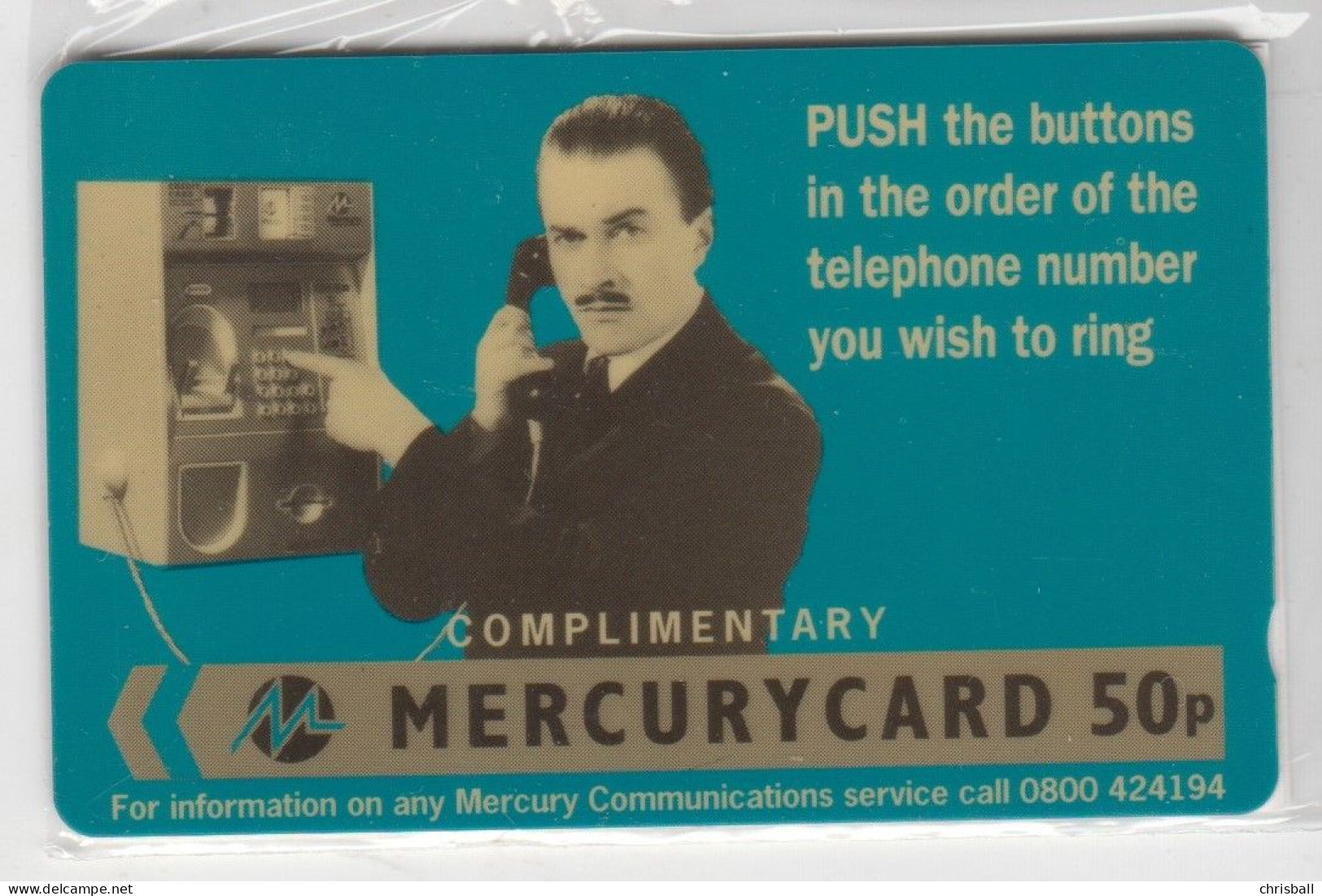 Mercury -  Phonecard - 'Complimentary'  - Mint Wrapped 50p - [ 4] Mercury Communications & Paytelco