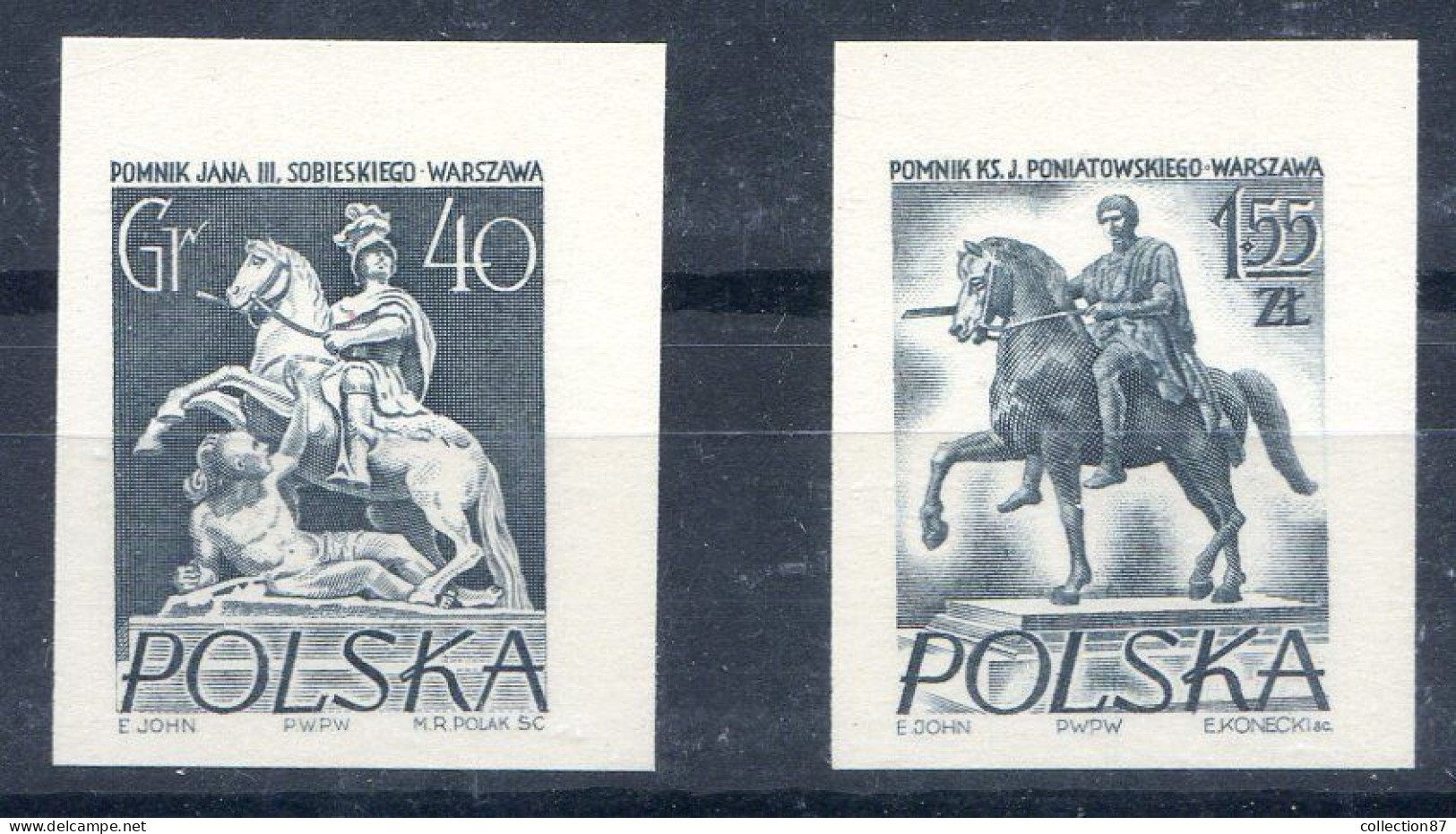 POLOGNE < ESSAI Yvert N° 806A + 809A - ROI JAN III SOBIESKI + PRINCE JOZEF PONIATOWSKI - Prototype De Gravure - Errors & Oddities