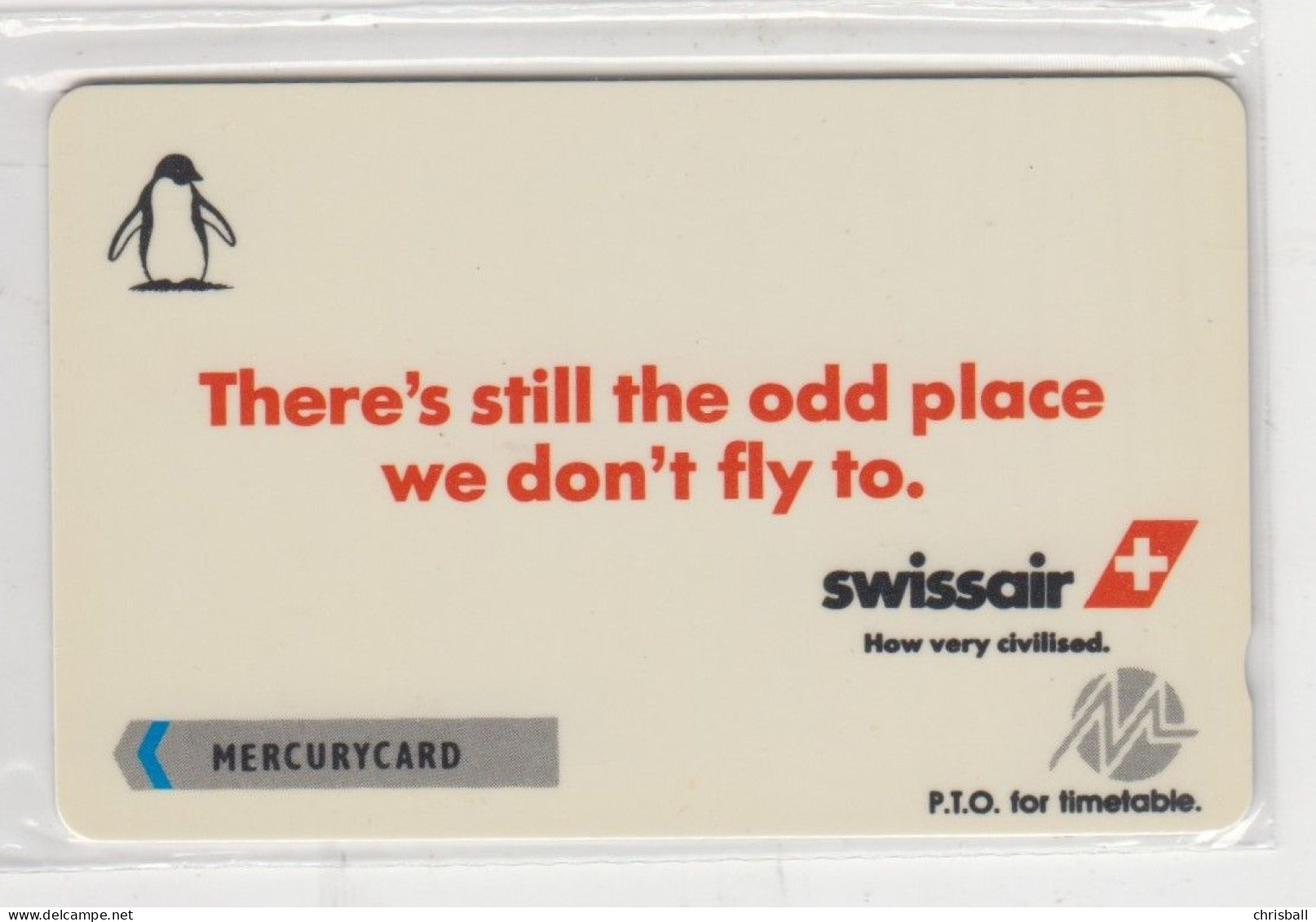 Mercury -  Phonecard - 'Swissair'  - Mint Wrapped - [ 4] Mercury Communications & Paytelco