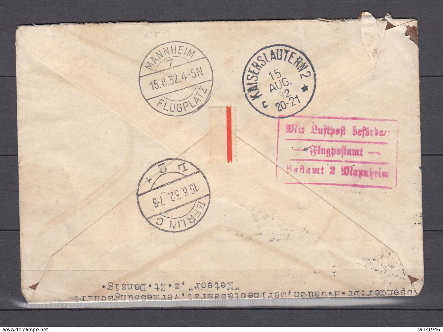 Danzig 1932,Mi 193,194D,202,203,214 Auf Brief Mit Luftpost Befördert Nach Kaiserslautern(D3554) - Lettres & Documents