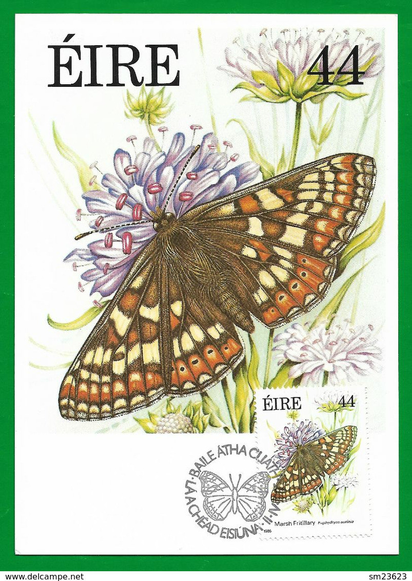 Irland / Eire 1985  Mi.Nr. 562 , Marsh Fritillary - Fauna And Flora Series - Maximum Card - First Day II.IV.1985 - Maximumkarten