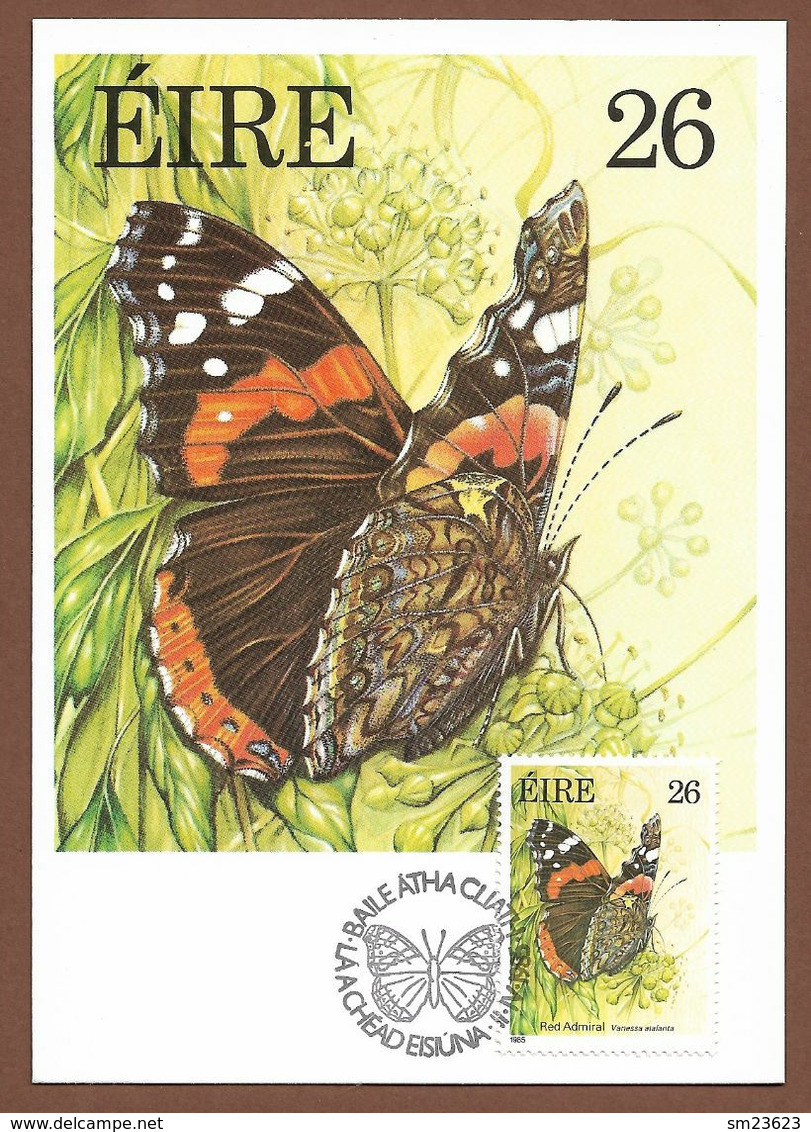 Irland / Eire 1985  Mi.Nr. 560 , Red Admiral - Fauna And Flora Series - Maximum Card - First Day II.IV.1985 - Cartoline Maximum