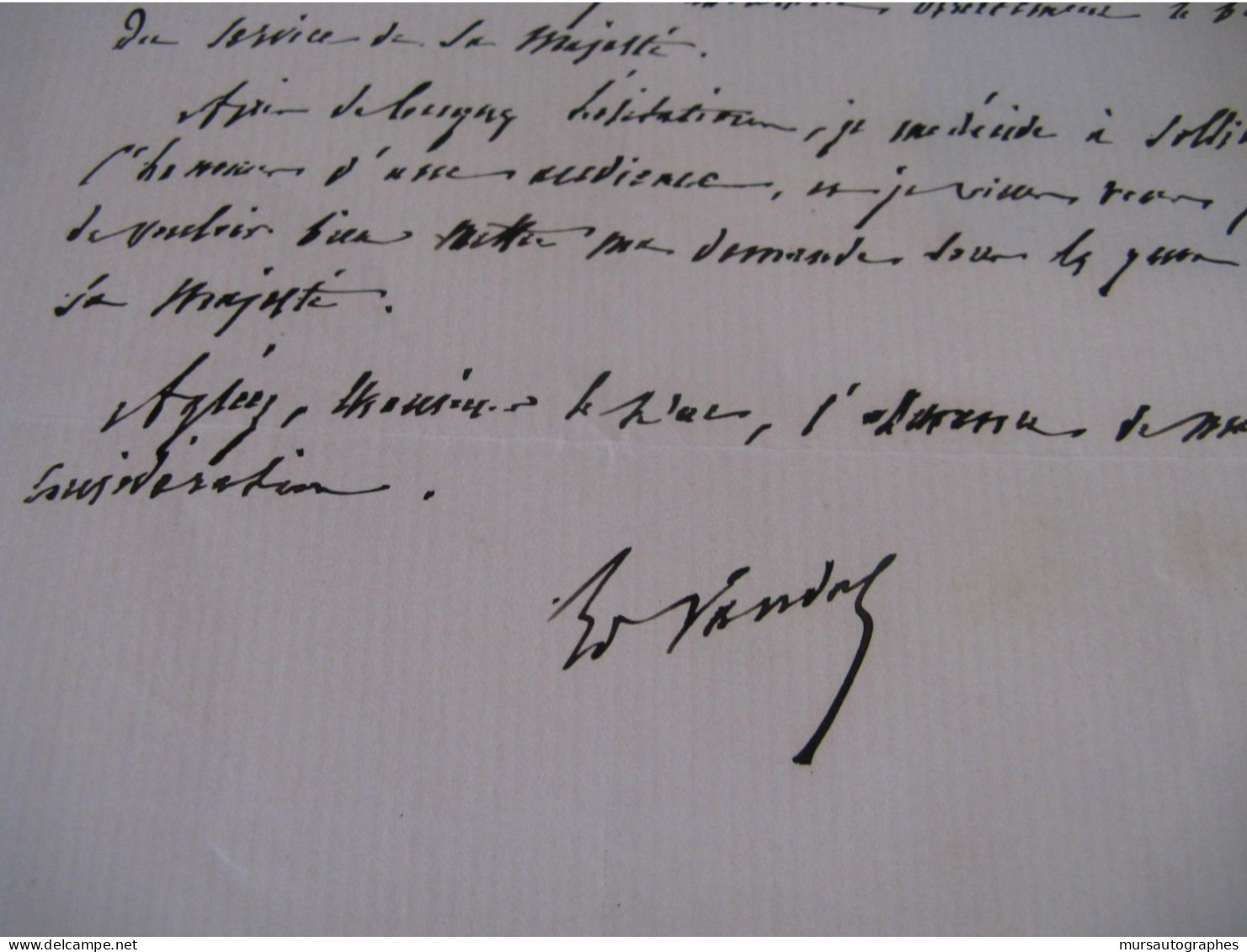 EDOUARD VANDAL Autographe Signé 1865 DIRECTEUR POSTES EMPIRE Au DUC DE BASSANO NAPOLEON III - Politisch Und Militärisch