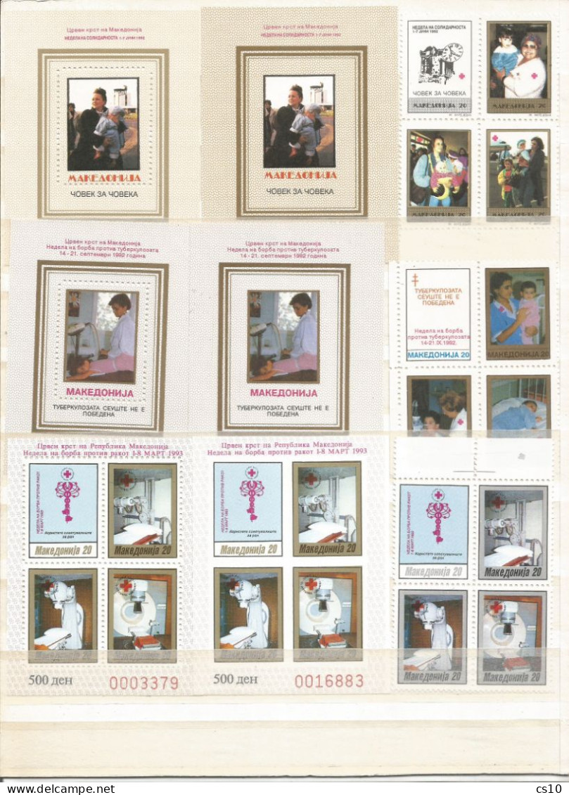 Jugoslavia & Makedonia Makedon Charity Issues Lot Of MNH Souvenir Sheets Perf + Imperf + Blocks - Non Dentelés, épreuves & Variétés