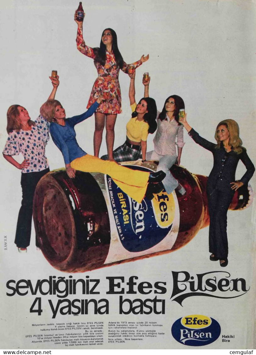 Beer ADVERTISING/ Efes Pilsen " Happy Moments With The Genuine Beer You Are Looking For. " -1970 - Alcools