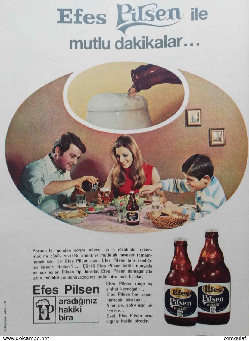 Beer ADVERTISING/ Efes Pilsen " Happy Moments With The Genuine Beer You Are Looking For. " -1970 - Alcoholes