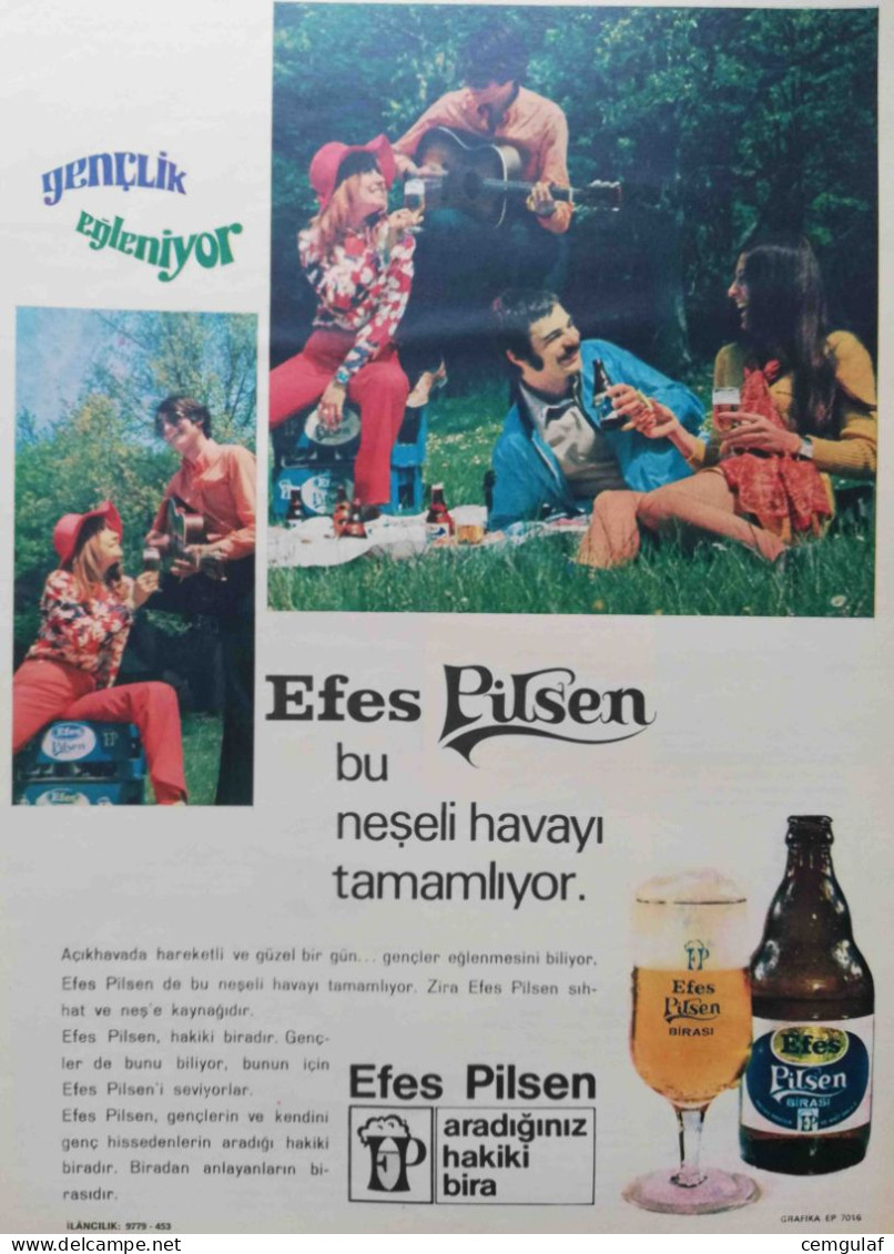 Beer ADVERTISING/ Efes Pilsen " Happy Moments With The Genuine Beer You Are Looking For. " -1970 - Alcohol