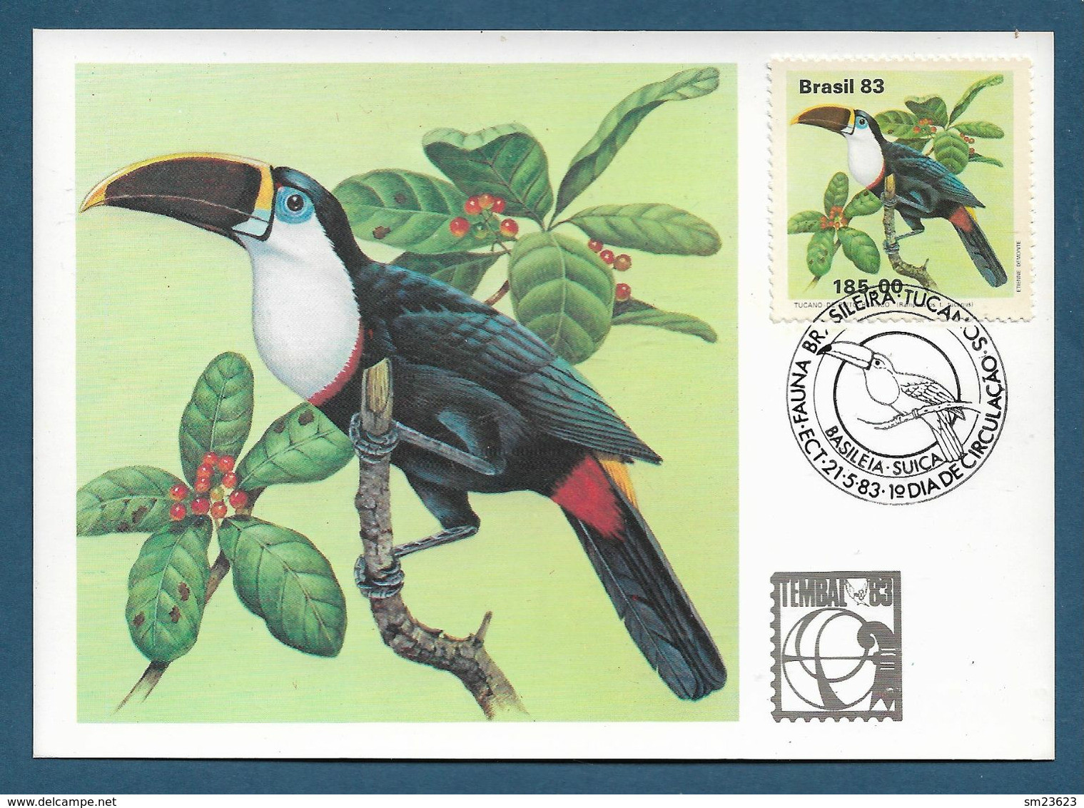 Amerika / Brasilien  1983 , Serie Fauna Brasileira - Tucanos - Maximum Card Nr. 015107 - First Day  21.5.83 - Maximum Cards