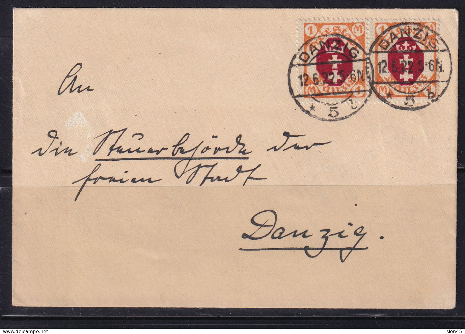 Germany Poland Danzig Cover 1922 Franked By 1mx2 Pair 15323 - Storia Postale