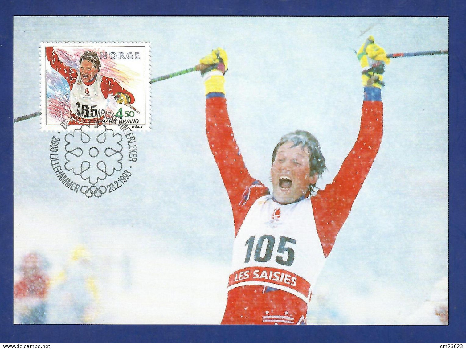 Norwegen / Norge  1993  Mi.Nr. 1122 , Olympische Winterspiele  Lillehammer - Maximum Card - Lillehammer 23.2.1993 - Cartes-maximum (CM)