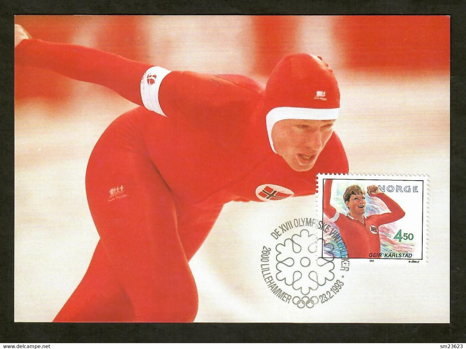 Norwegen / Norge  1993  Mi.Nr. 1121 , Olympische Winterspiele  Lillehammer - Maximum Card - Lillehammer 23.2.1993 - Maximumkarten (MC)