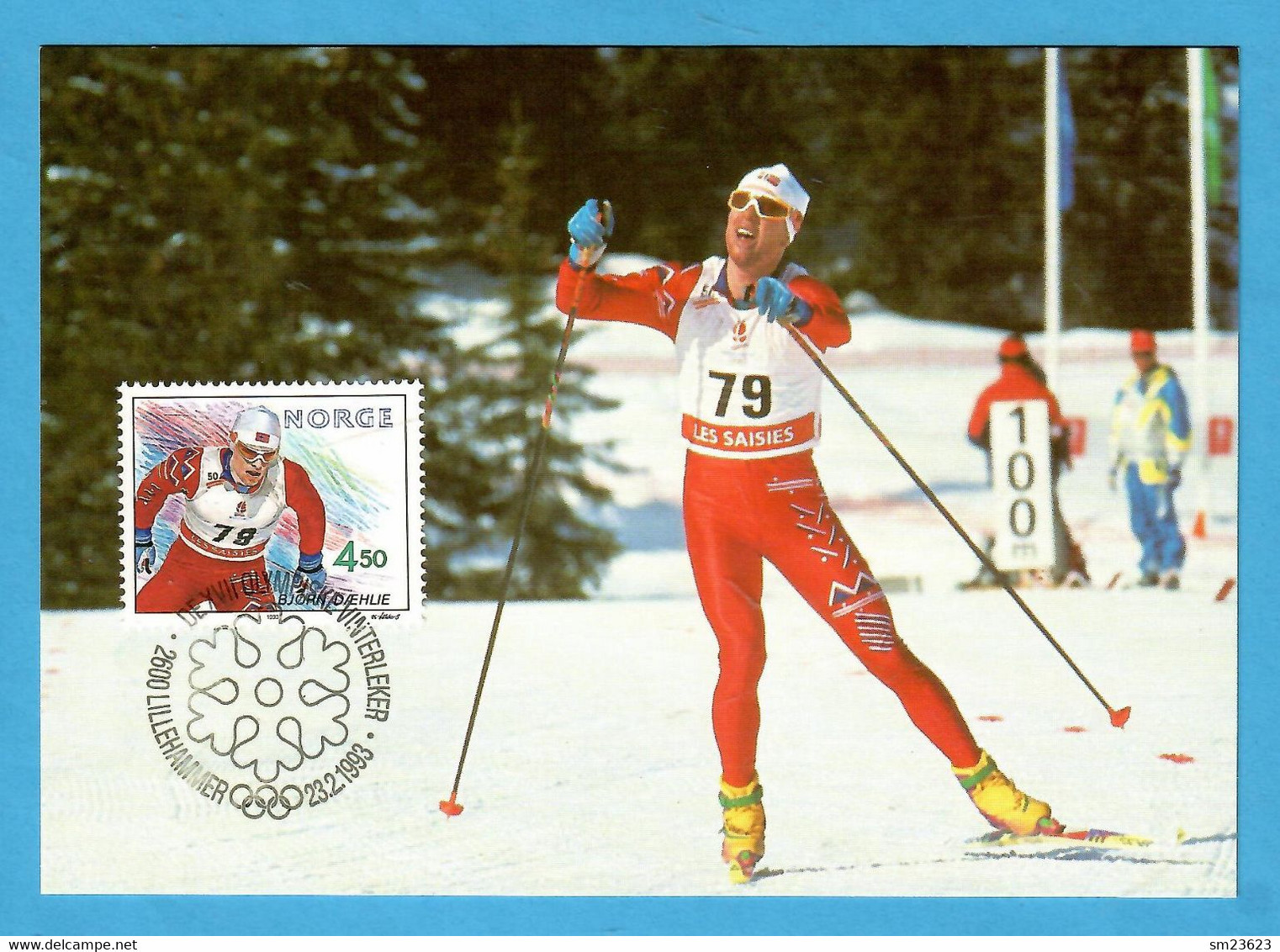 Norwegen / Norge  1993  Mi.Nr. 1120 , Olympische Winterspiele  Lillehammer - Maximum Card - Lillehammer 23.2.1993 - Maximum Cards & Covers