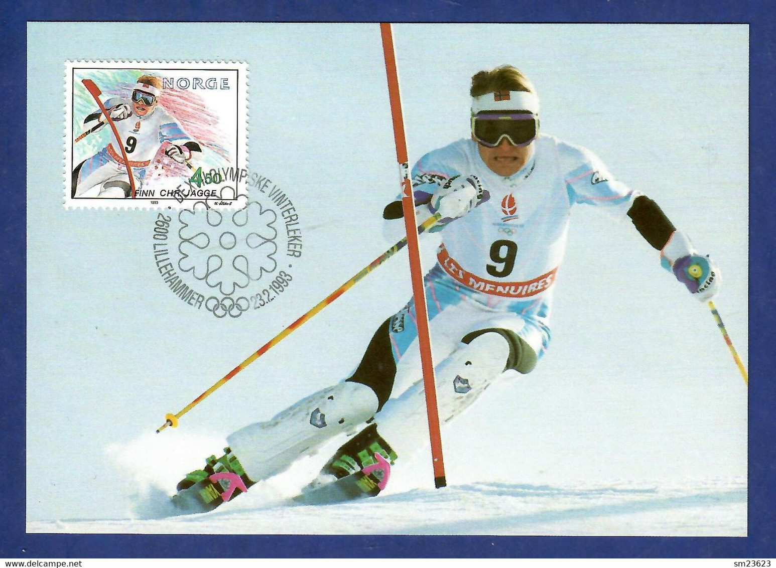 Norwegen / Norge  1993  Mi.Nr. 1119 , Olympische Winterspiele  Lillehammer - Maximum Card - Lillehammer 23.2.1993 - Cartes-maximum (CM)