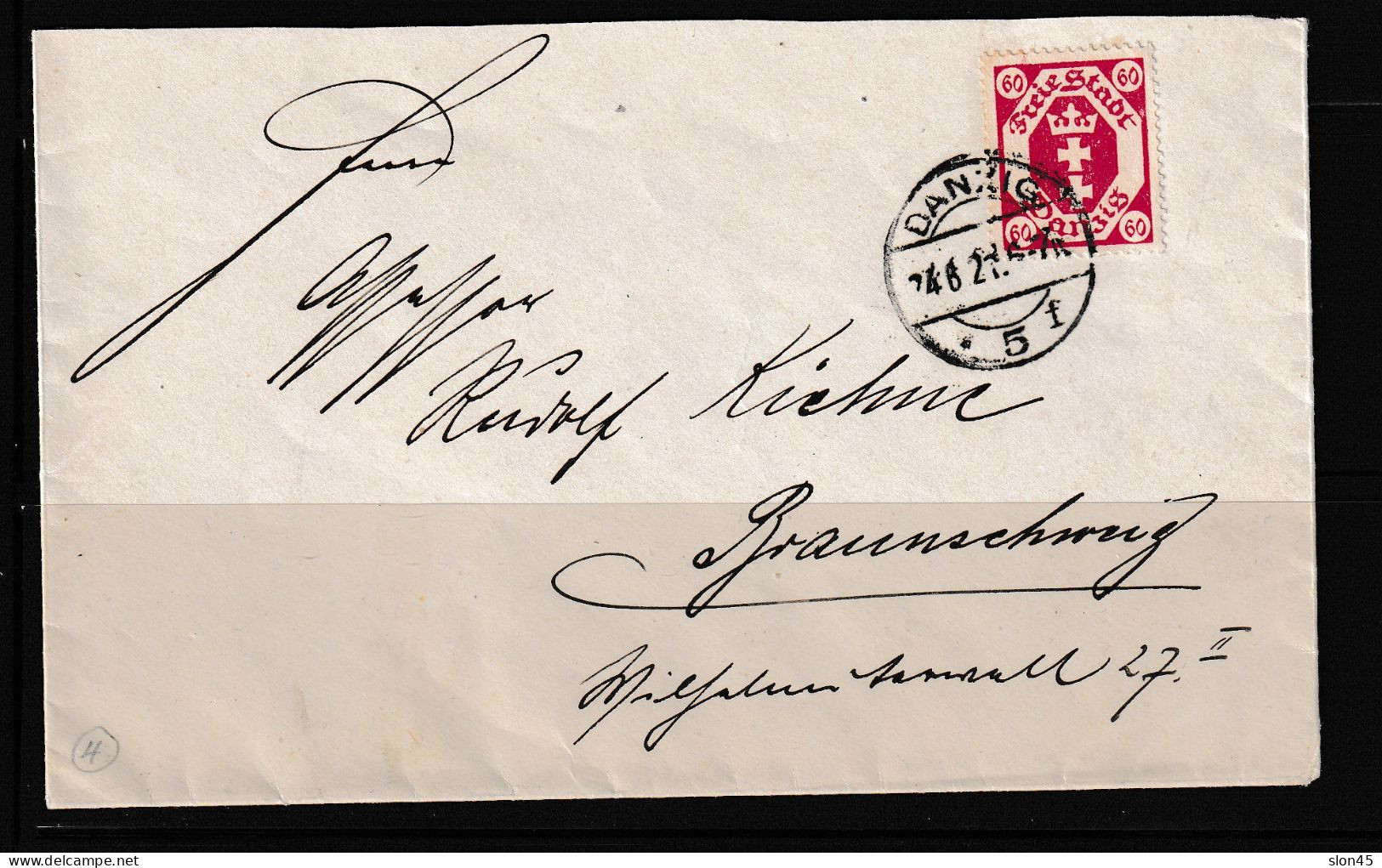Germany Poland Danzig Cover 1921 Franked By 60pf 15324 - Covers & Documents