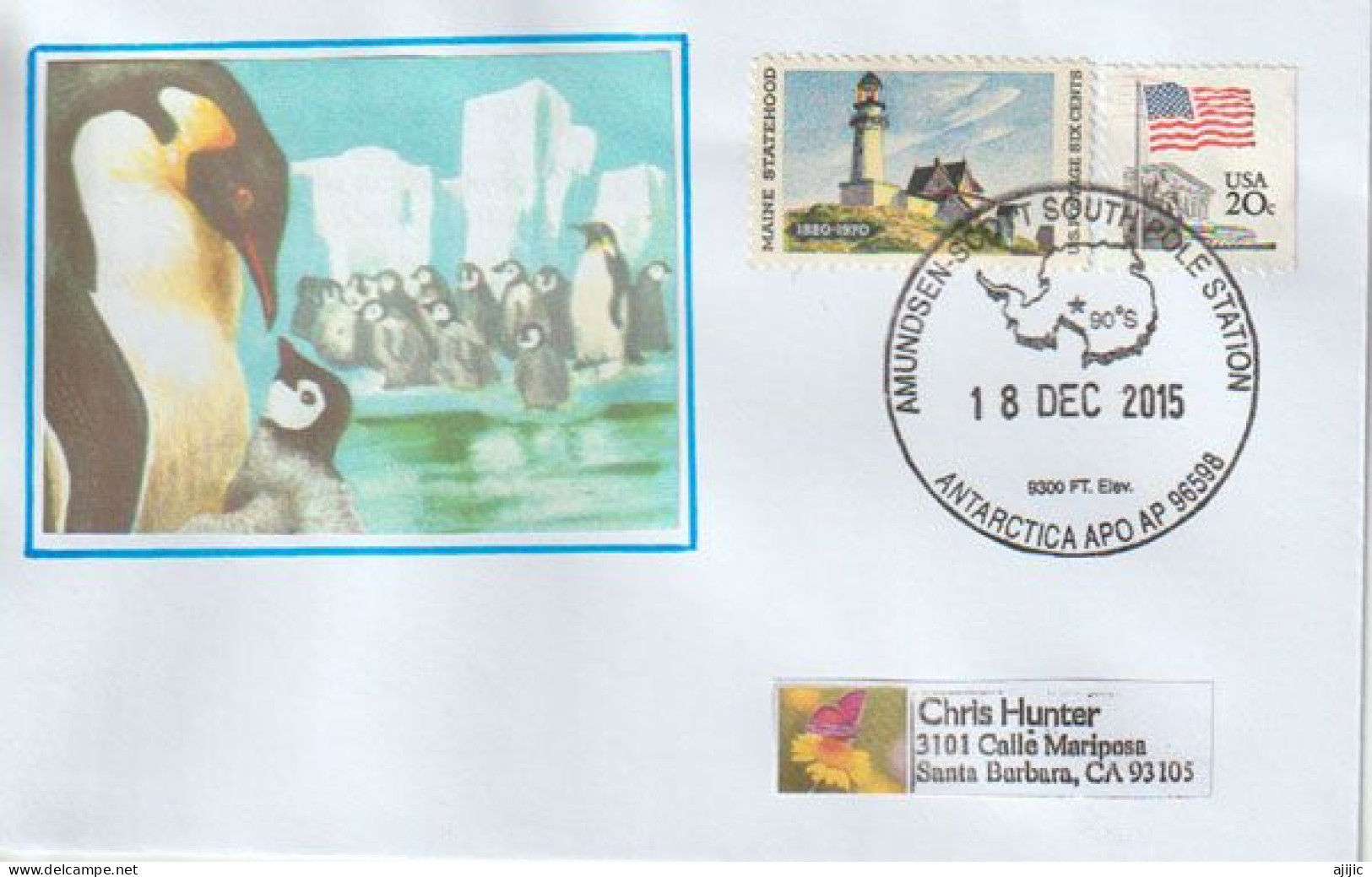 Amundsen-Scott South Pole (Geographic South Pole), Lettre 2015 Adressée En Californie - Onderzoeksprogramma's