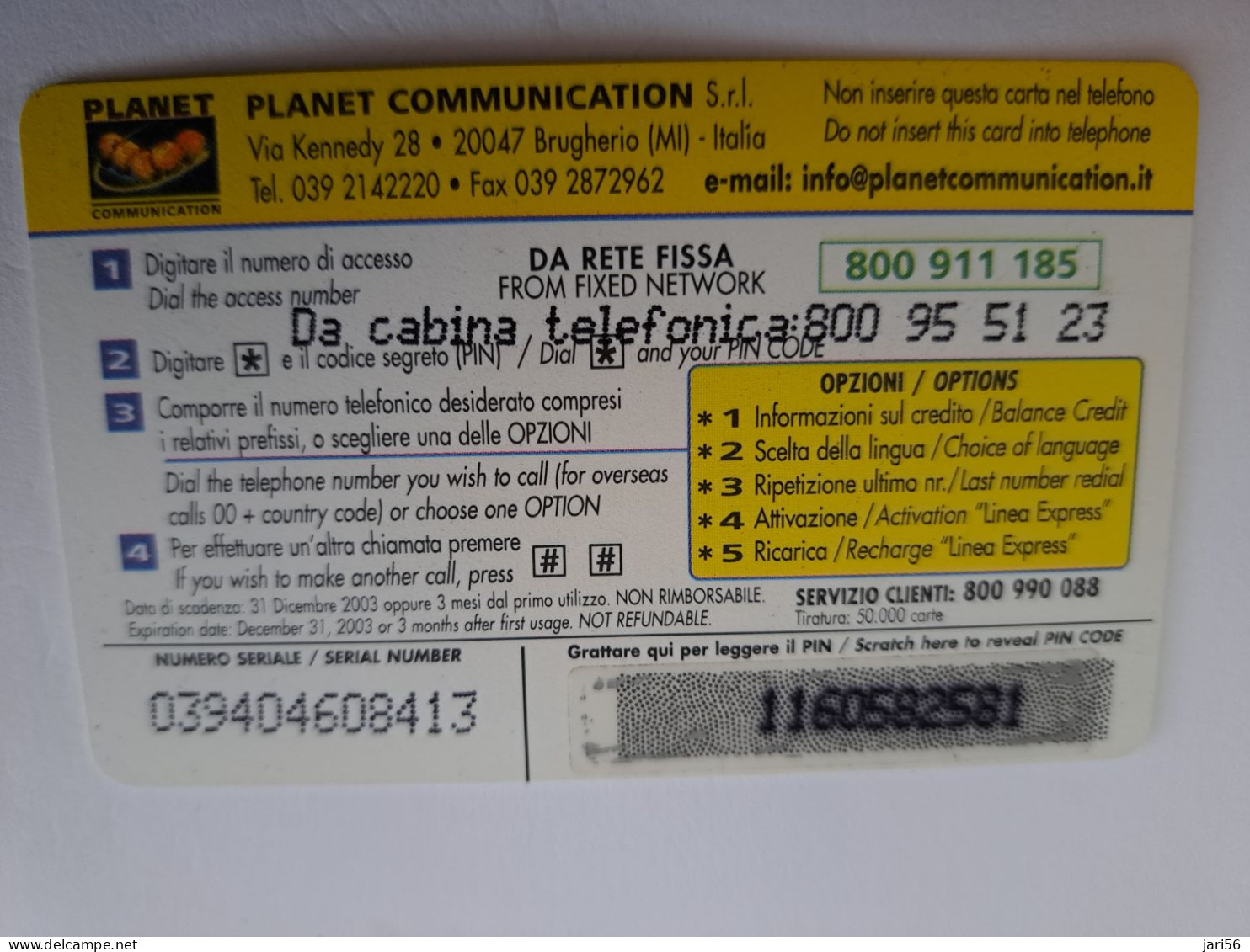 ITALIA  / PLANET TELECOM/ FORMULA 1 RACECAR € 5,-  /   PREPAIDS CARD   ** 14640** - Other & Unclassified