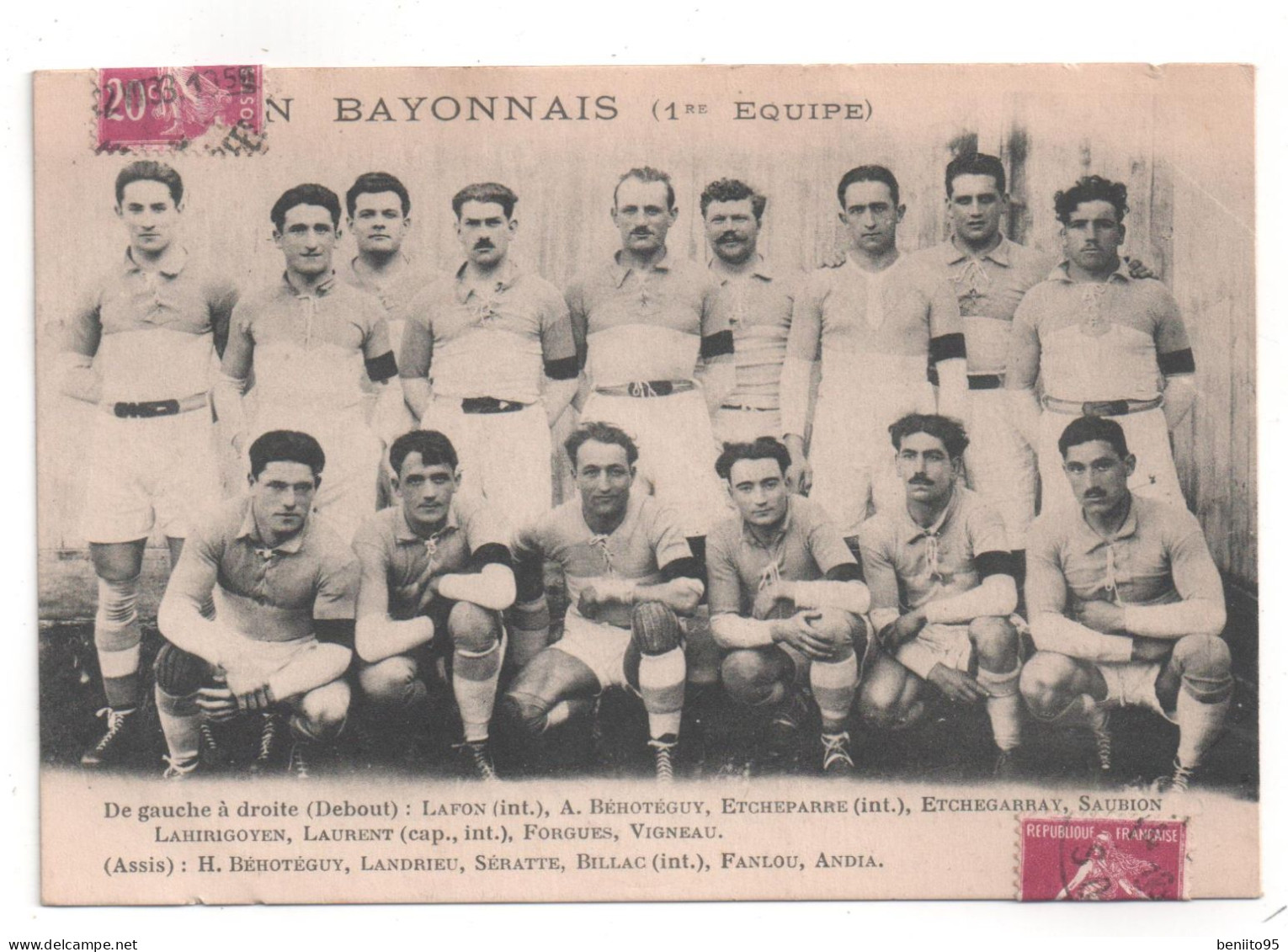 CPA De L'équipe 1ère De Rugby De BAYONNE 1922-23. - Bayonne