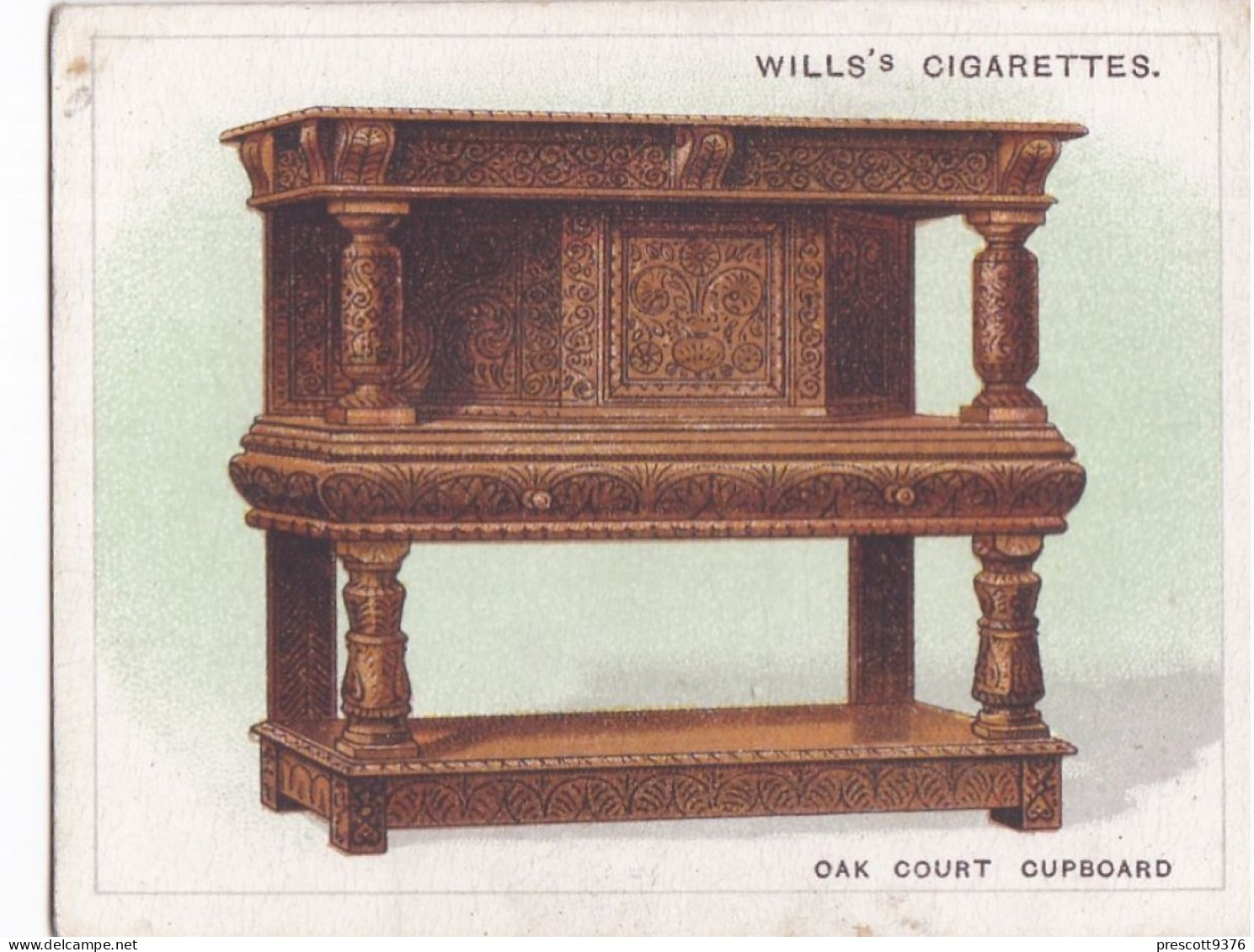 Old Furniture 1923 - No3 Oak Court Cupboard  17C  - Wills Cigarette Card - Original Card - Large Size - Wills
