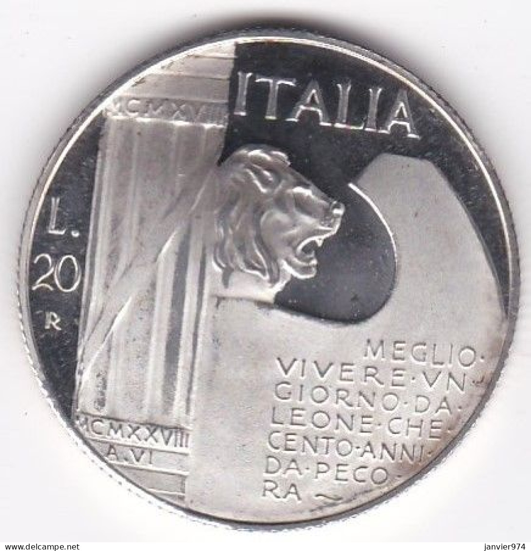 Médaille 20 LIRE 1943 MUSSOLINI – DUCE - Sonstige & Ohne Zuordnung