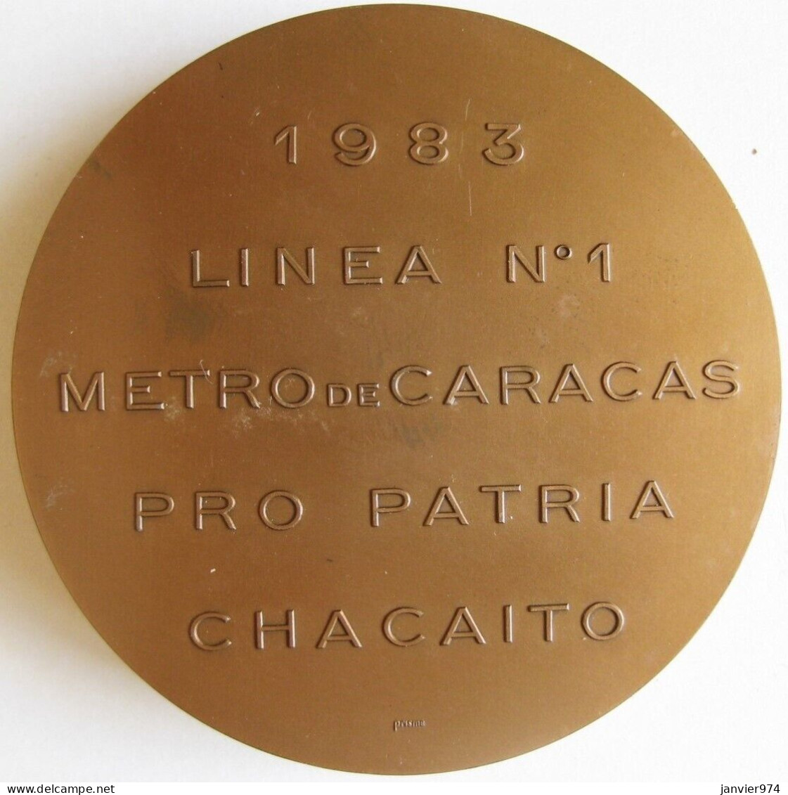 Venezuela Médaille Metro De Caracas 1er Ligne Entre Propatria – Chacaíto 1983 Par PRISME - Train - Autres & Non Classés