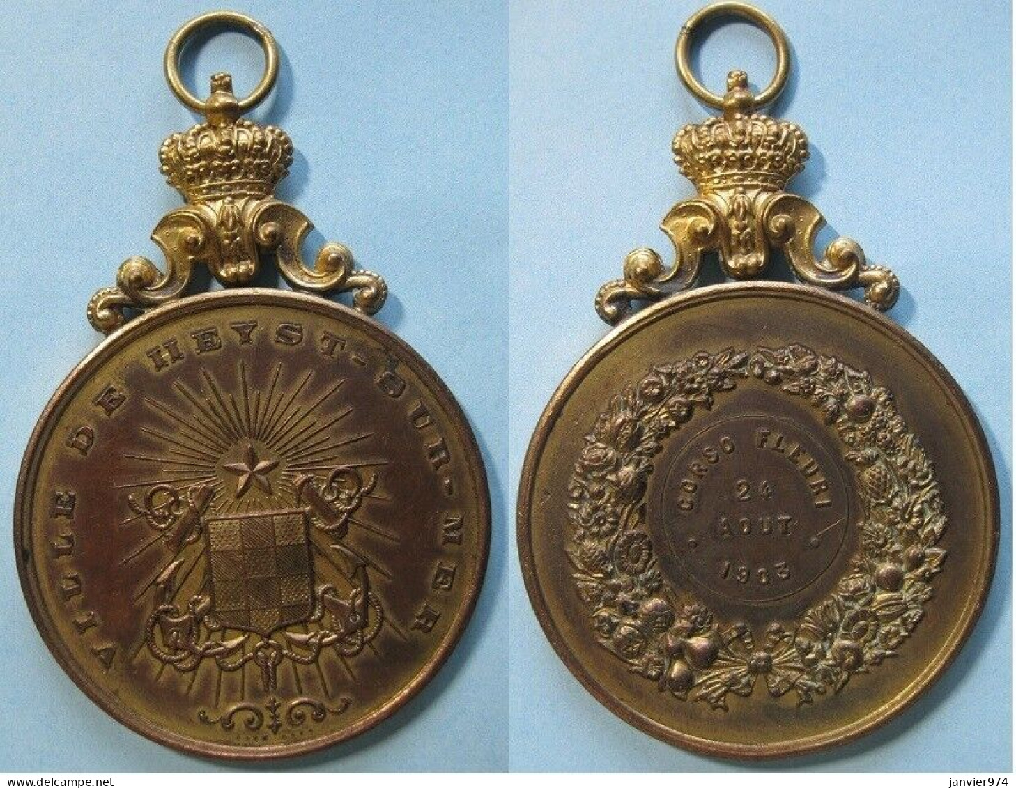 Médaille En Cuivre Ville De Heyst Sur Mer, Corso Fleuri 24 Aout 1903 - Otros & Sin Clasificación