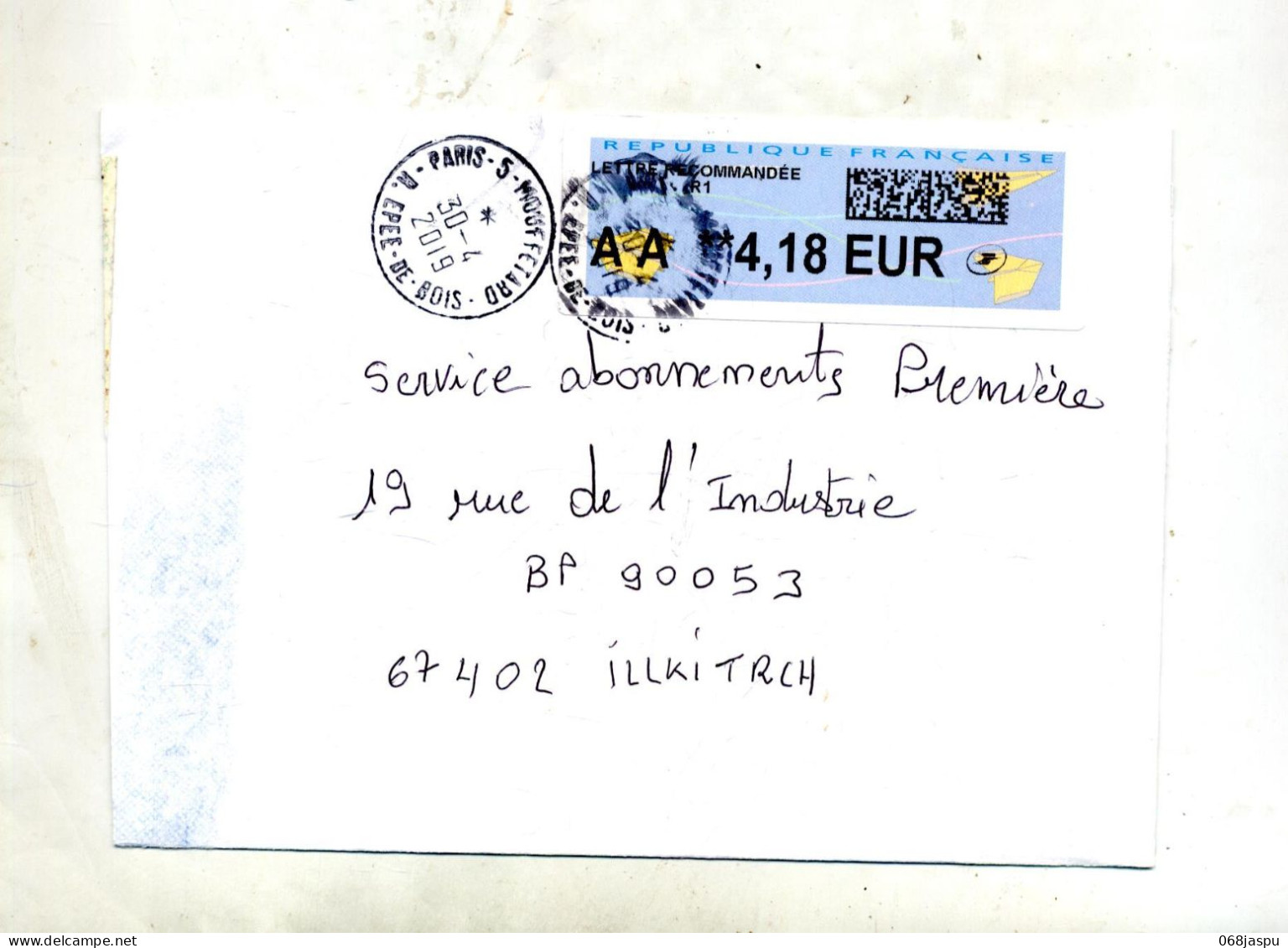 Lettre Recommandée Paris 5 Sur Vignette - 2000 Type « Avions En Papier »