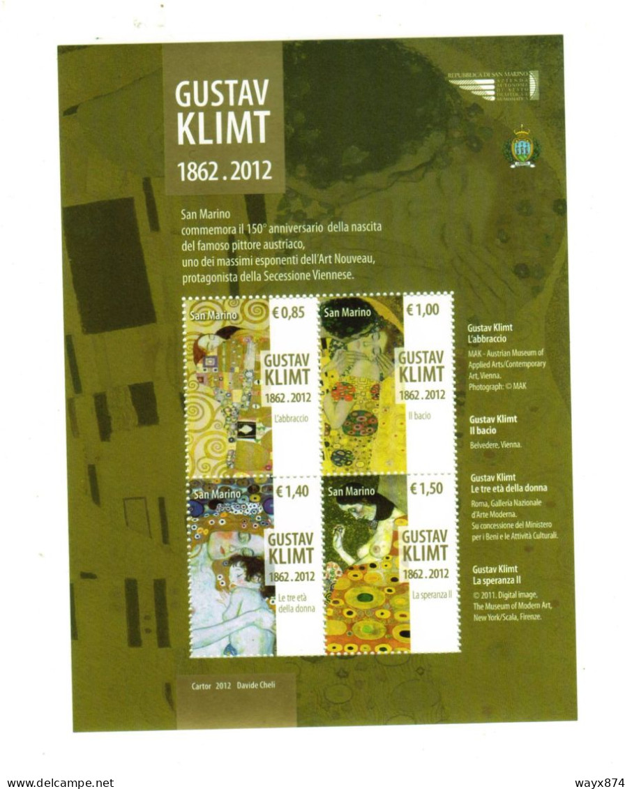 SAN MARINO 2012-GUSTAV KLIMT-FOGLIETTO NUOVO-BF 116 - Unused Stamps