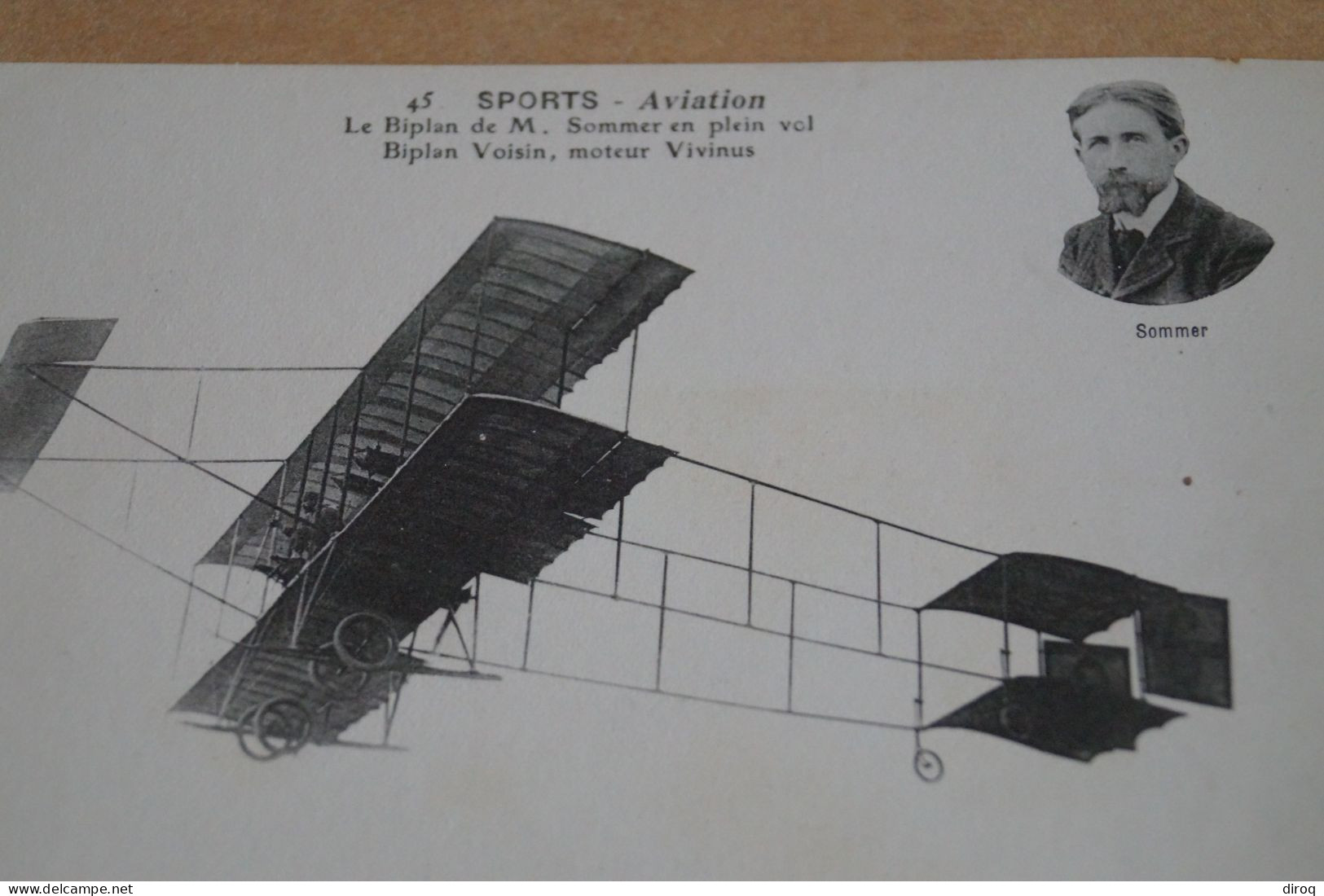 Aviation ,aviateur, Aéroplane , Biplan De M. Sommer, Ancienne Carte Photo Originale, Pour Collection - Piloten