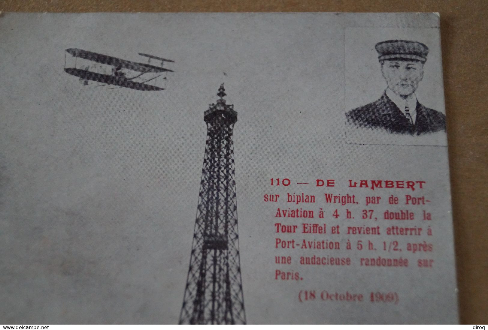 Aviation ,aviateur,De Lambert Sur Son Biplan Wright, 1909, Ancienne Carte Postale,collection - Flieger