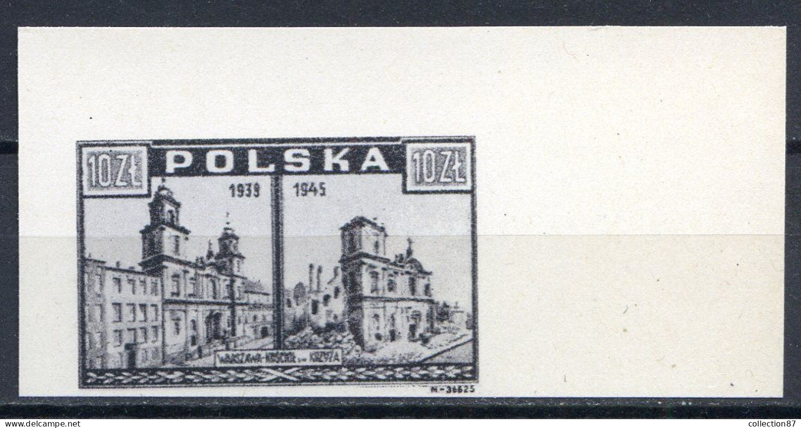 POLOGNE < ESSAI Yvert N° 460 < EGLISE Ste CROIX De VARSOVIE AVANT Et APRES Les BOMBARDEMENTS - Prototype De Gravure - Plaatfouten & Curiosa