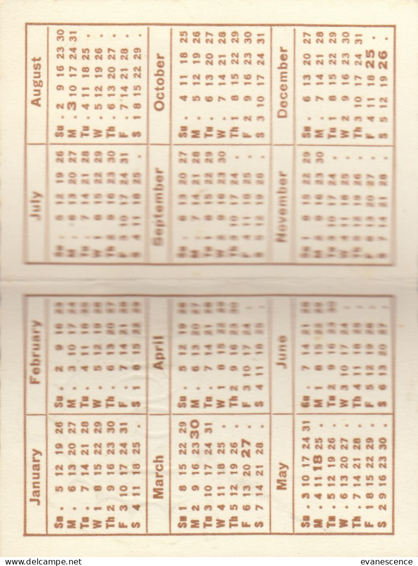 Petit Calendrier  De Usumbura Au Burundi : Hotel 1964   ///  Ref. Aout  23 ///  N° 27.004 - Big : 1961-70