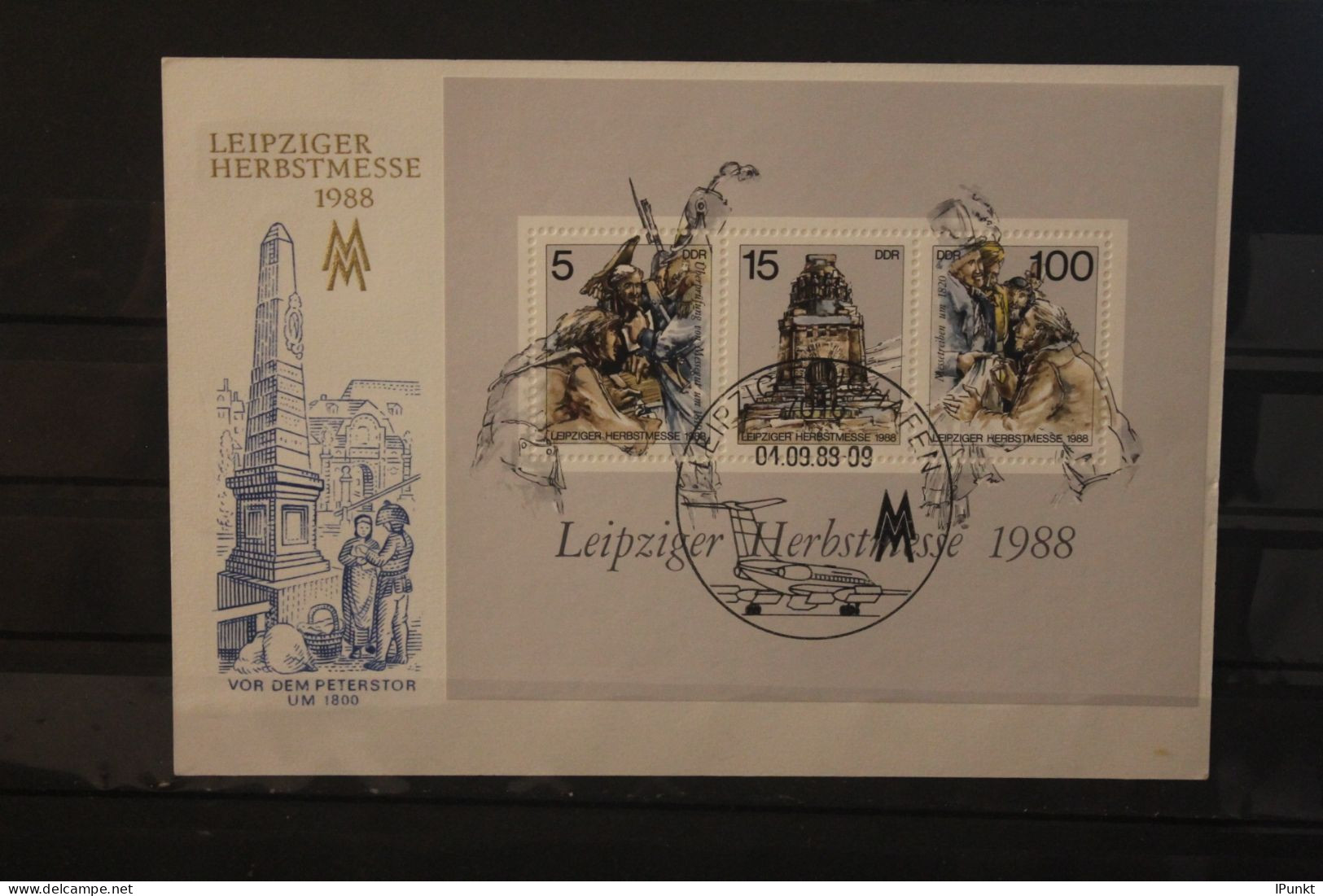 DDR 1988;  Leipziger Herbstmesse 1988, Messekarte; MiNr. Block 95; SST - Buste - Usati