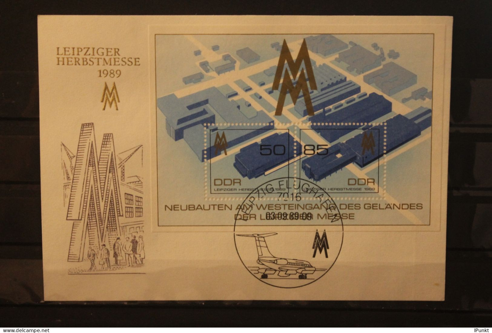 DDR 1989;  Leipziger Herbstmesse 1989, Messekarte; MiNr. Block 99; SST - Briefomslagen - Gebruikt