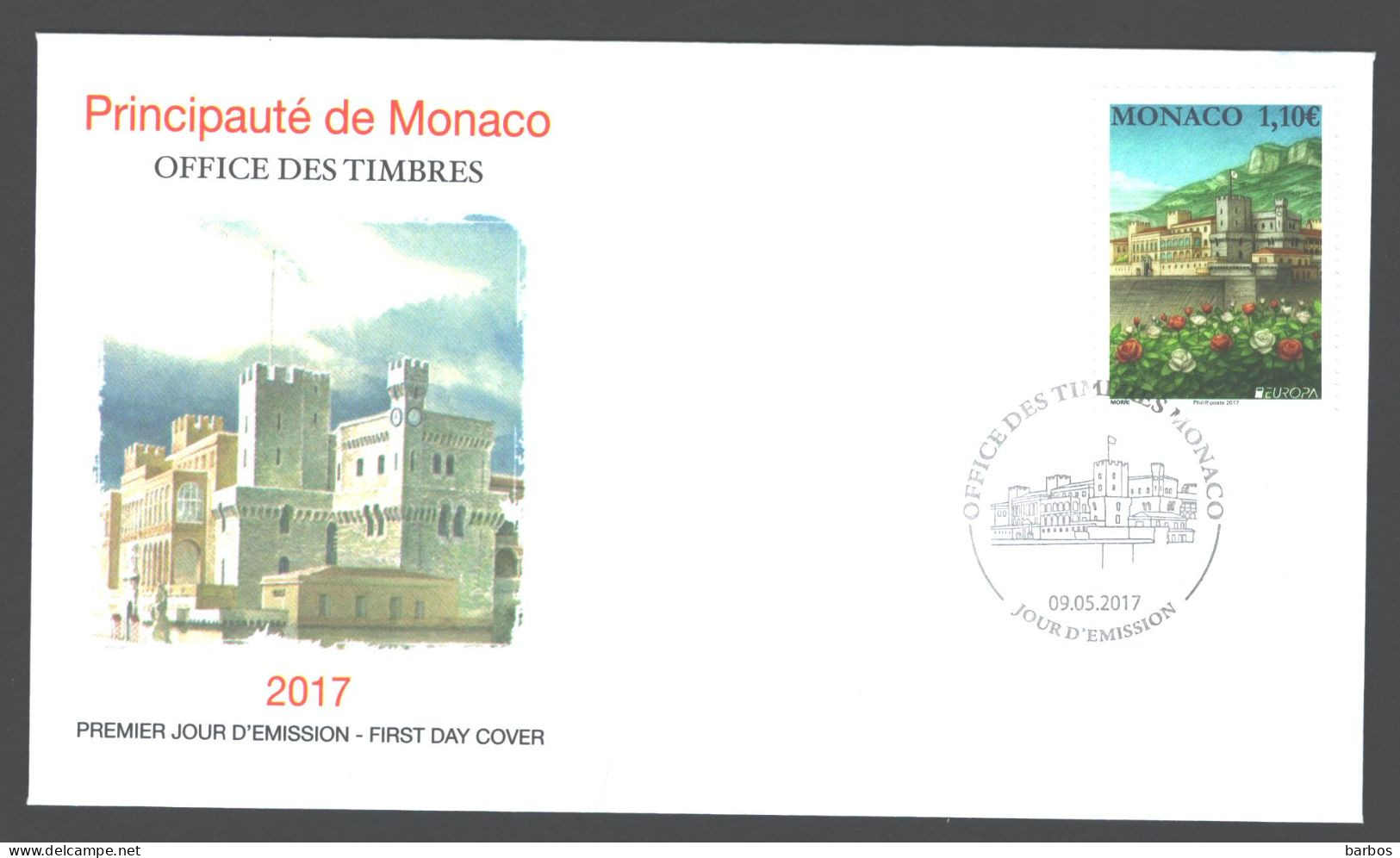 MONACO 2017 EUROPA CEPT.CASTLES.FDC - 2017