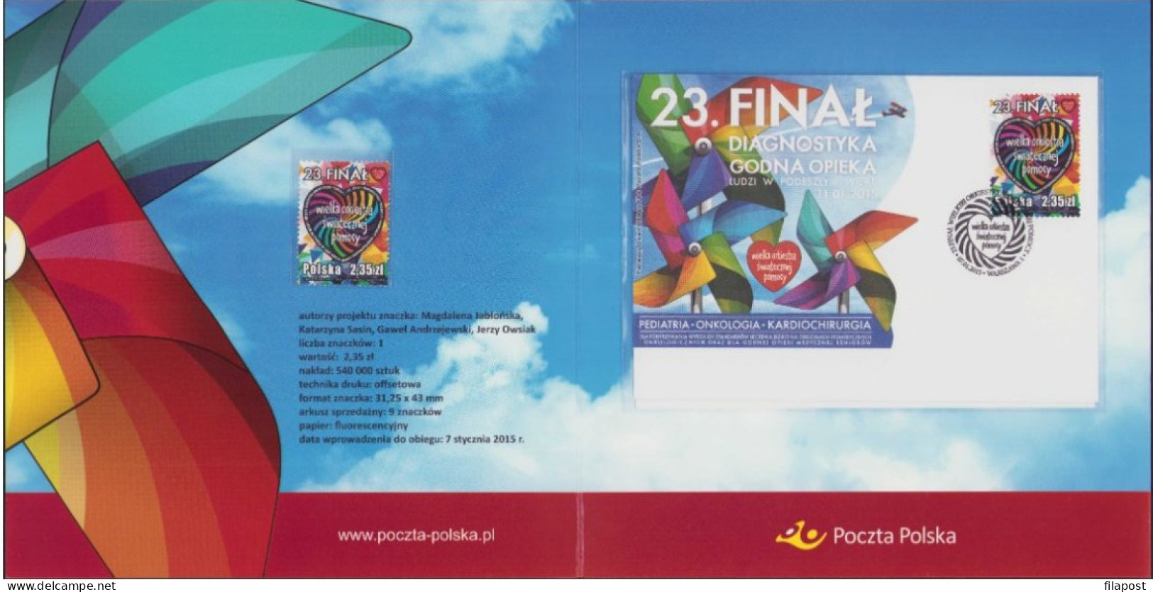 2015 Poland Booklet - 23rd Finale Of The Grand Orchestra Of Christmas Charity, Dignostics, Health / Stamp MNH** + FDC - Postzegelboekjes