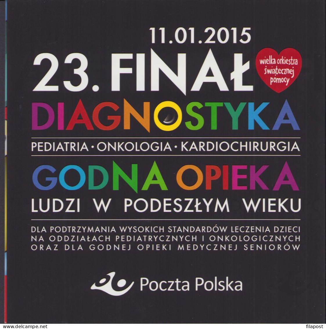 2015 Poland Booklet - 23rd Finale Of The Grand Orchestra Of Christmas Charity, Dignostics, Health / Stamp MNH** + FDC - Carnets