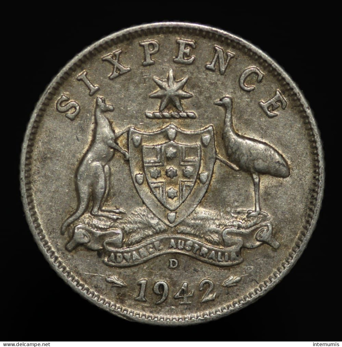 Australie / Australia, George VI, 6 Pence, 1942, D - Denver, Argent (Silver), TTB (EF), KM#38, Schon.25 - Sixpence