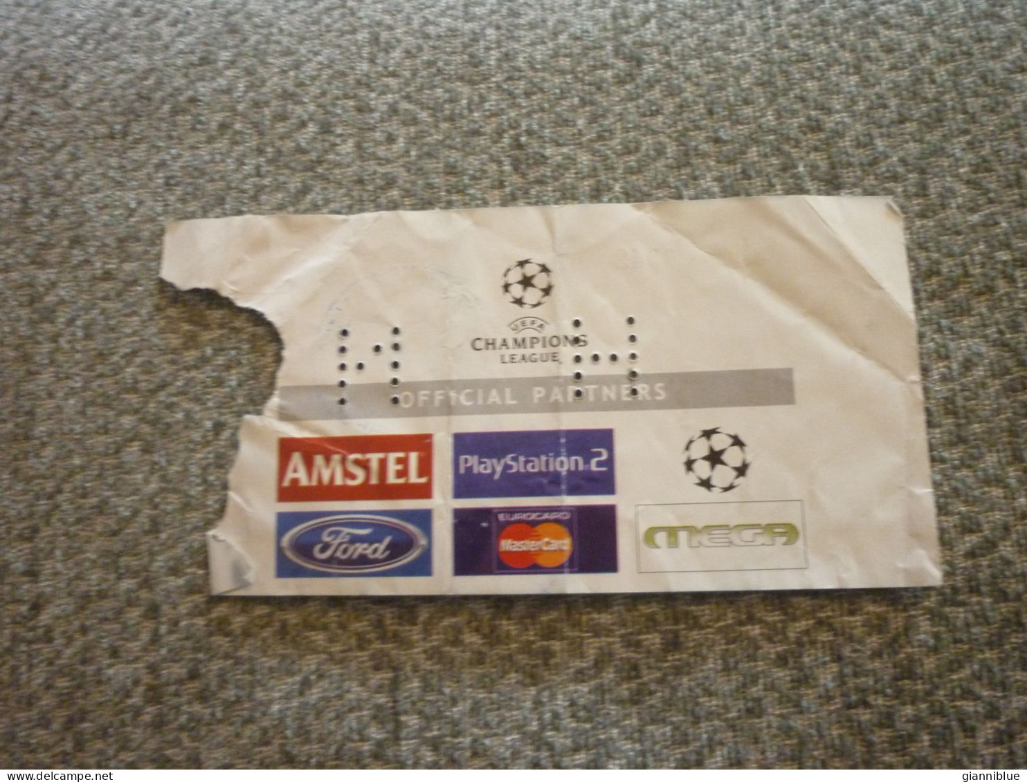 AEK-KRC Genk UEFA Champions League Football Match Ticket Stub 30/10/2002 (hologram) - Eintrittskarten